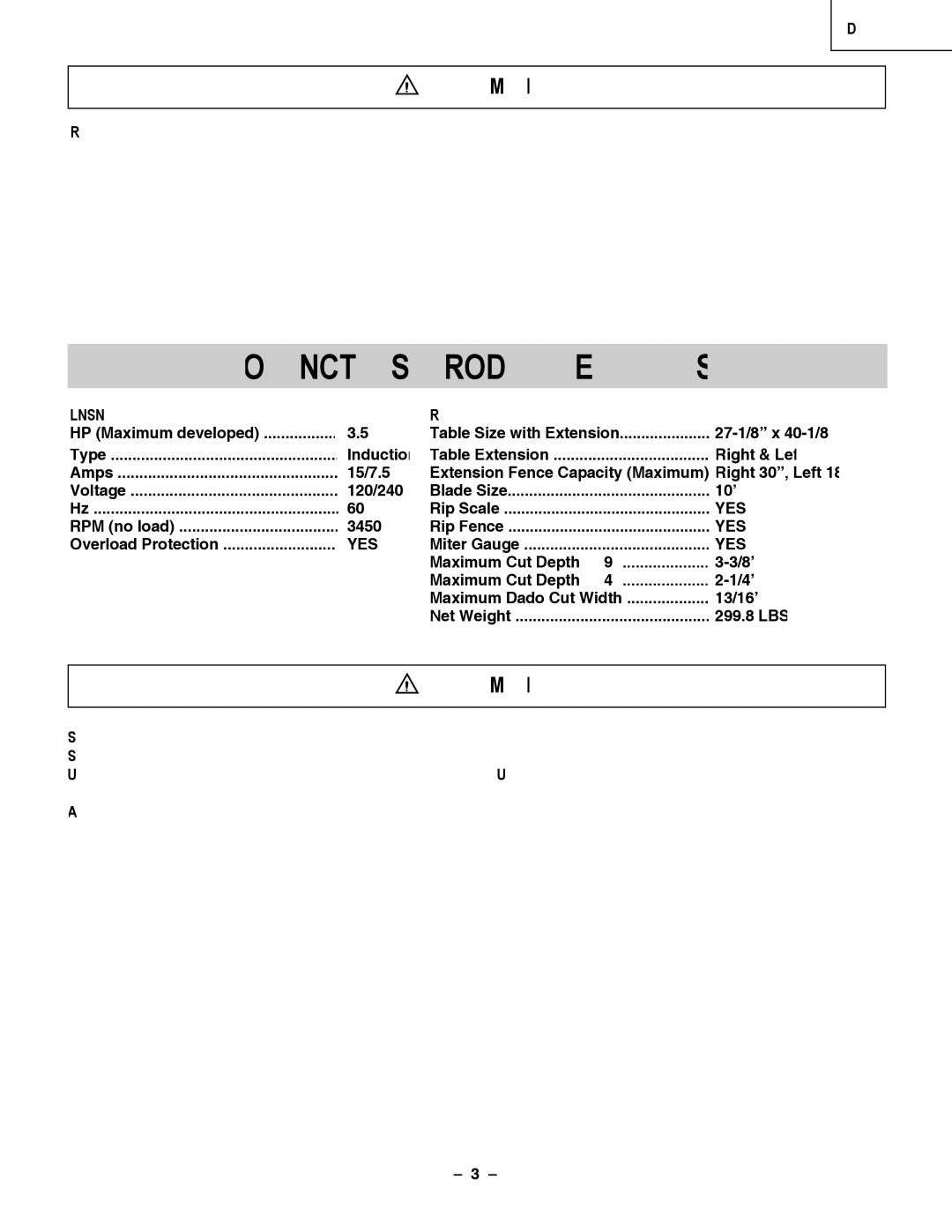 Hitachi C 10LA instruction manual Product Specifications, Motor SAW 