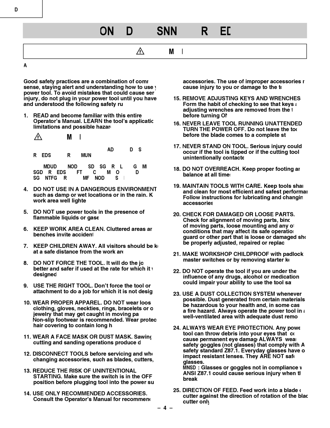 Hitachi C 10LA instruction manual Power Tool Safety, English 