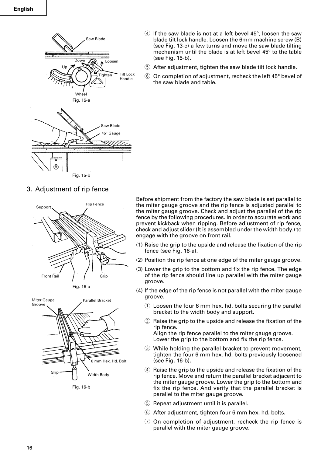 Hitachi C 10RA2 instruction manual Adjustment of rip fence 