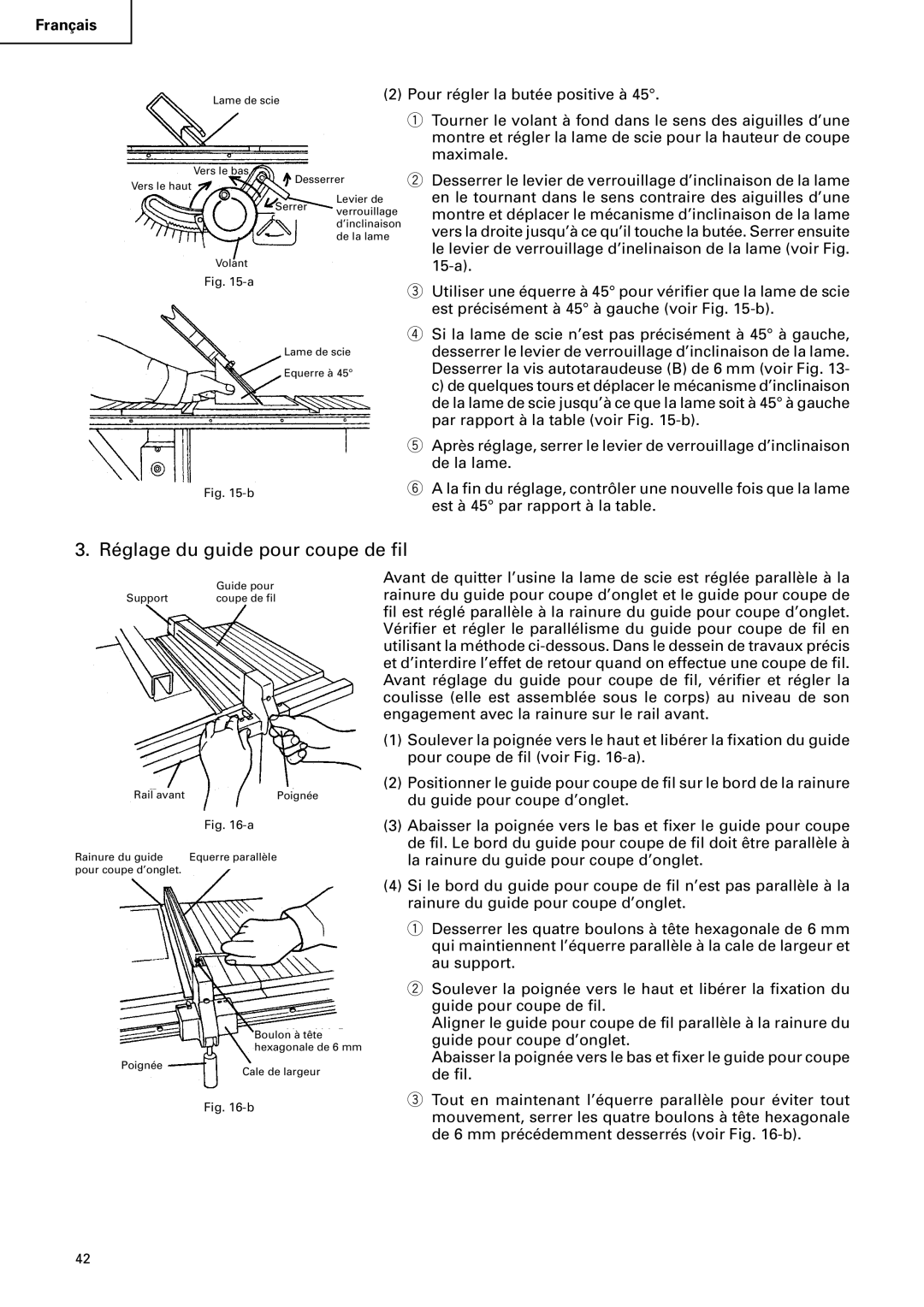 Hitachi C 10RA2 instruction manual Réglage du guide pour coupe de fil 