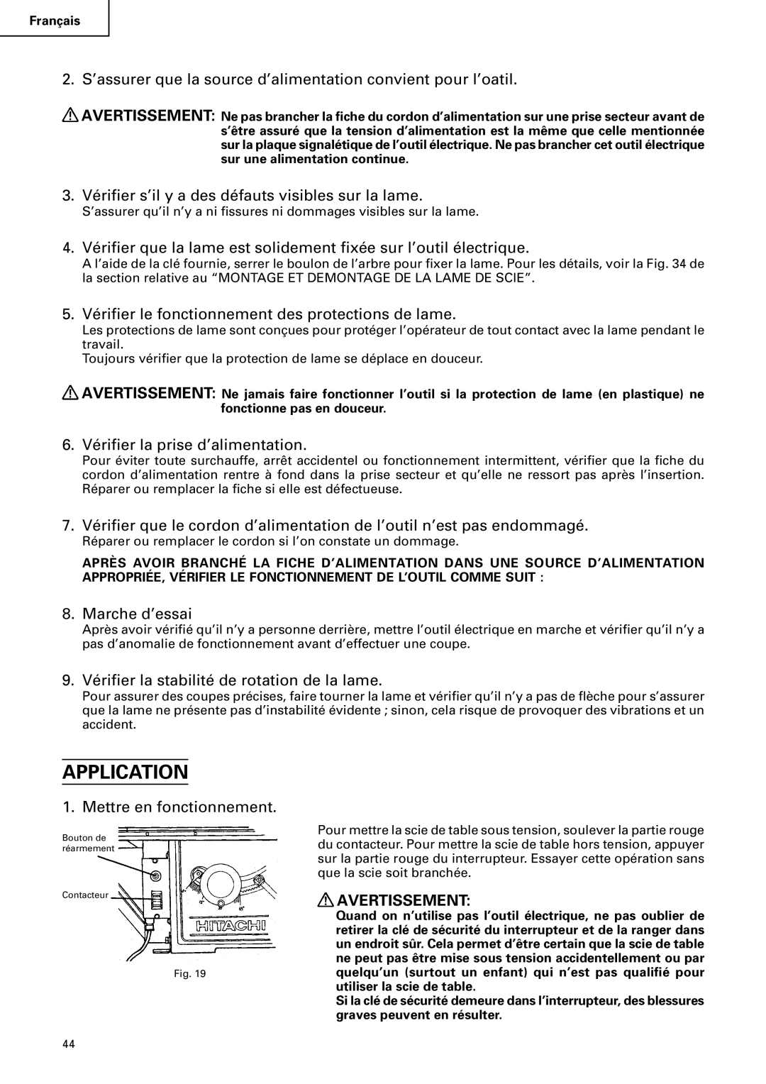 Hitachi C 10RA2 instruction manual Application 