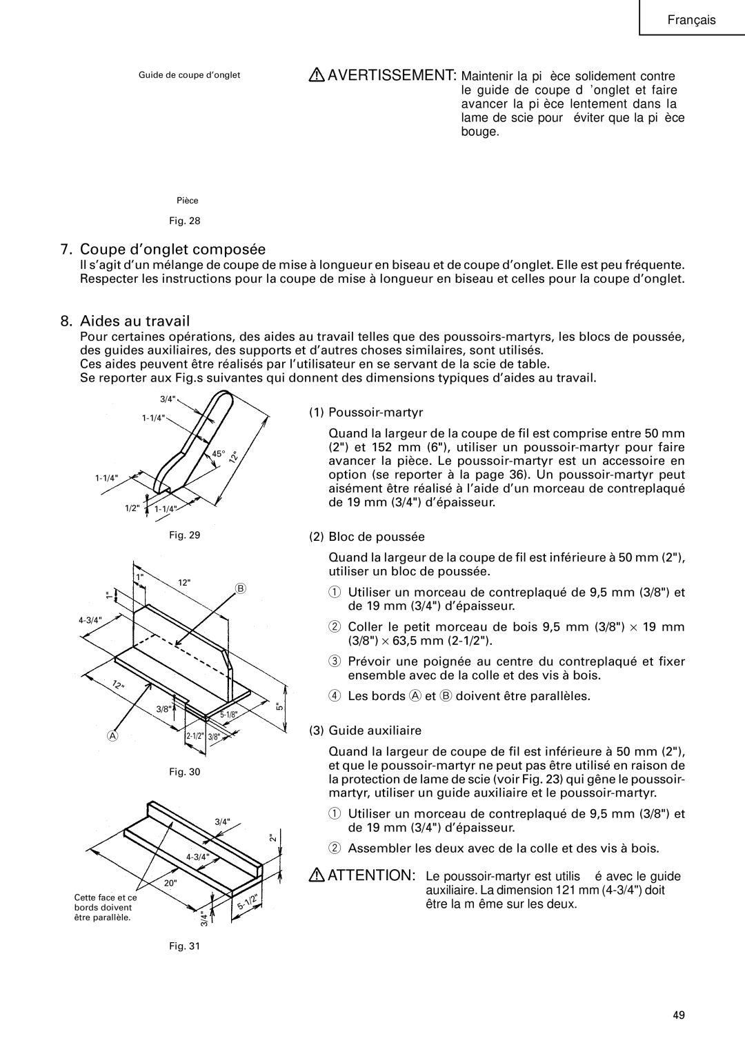 Hitachi C 10RA2 instruction manual Coupe d’onglet composée, Aides au travail 