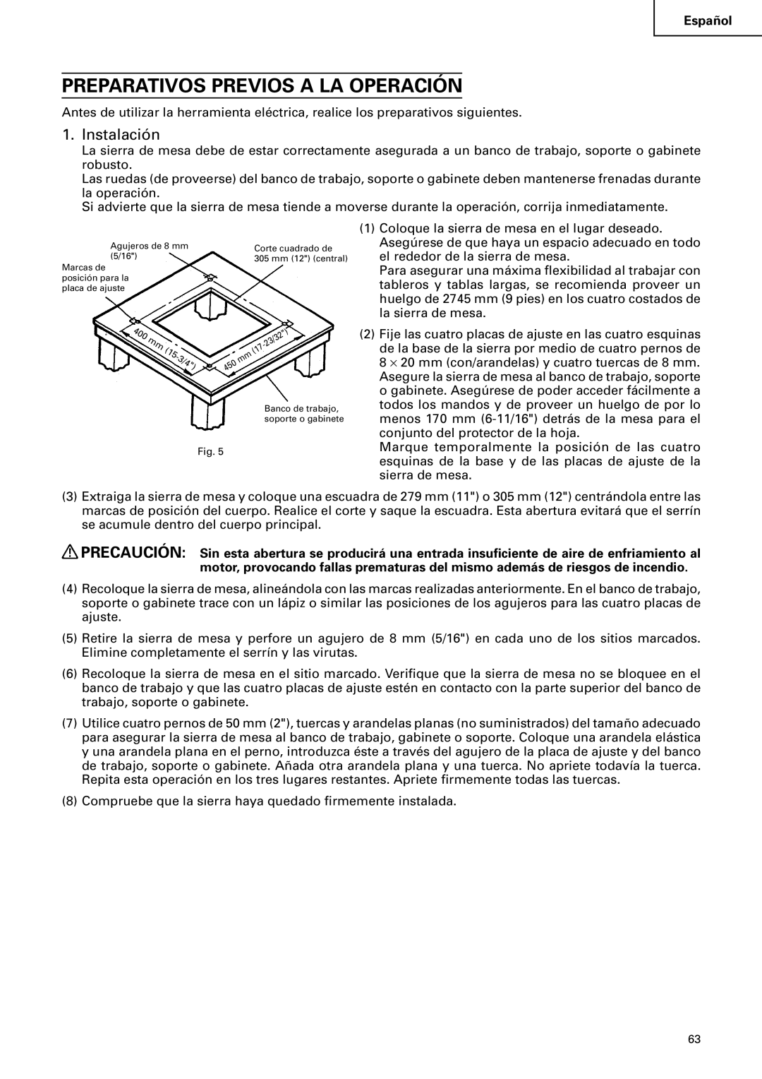 Hitachi C 10RA2 instruction manual Preparativos Previos a LA Operación, Instalación 