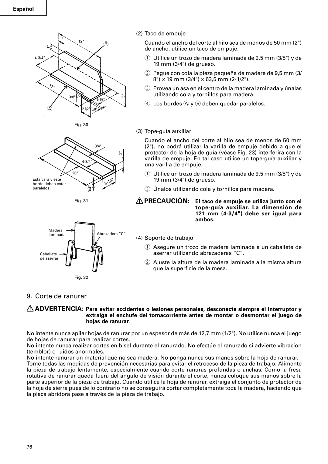 Hitachi C 10RA2 instruction manual Corte de ranurar 