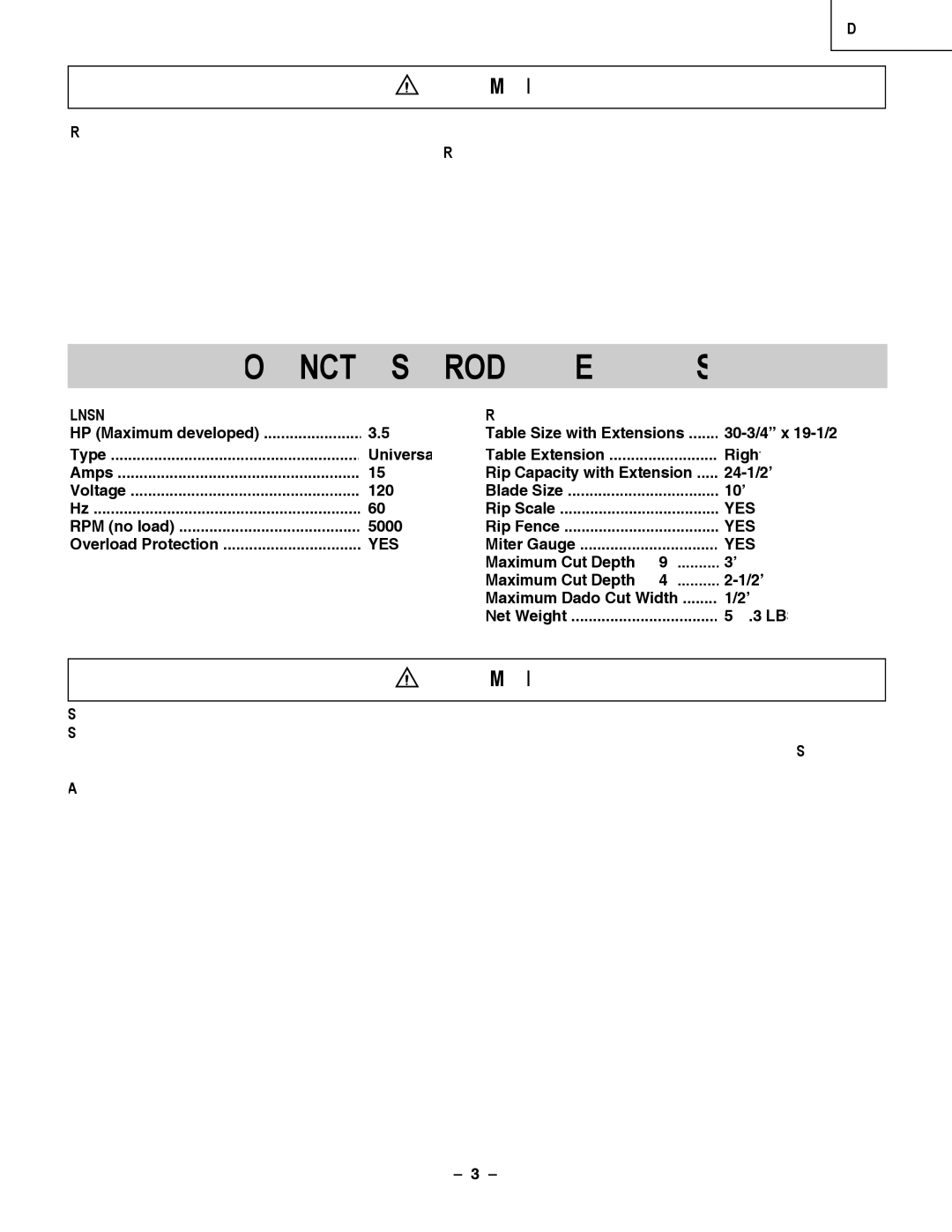 Hitachi C 10RA3 instruction manual Product Specifications, Motor SAW 