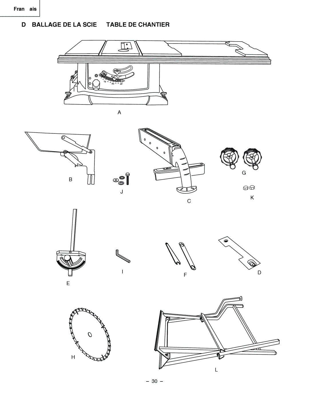 Hitachi C 10RA3 instruction manual Déballage DE LA Scie À Table DE Chantier 