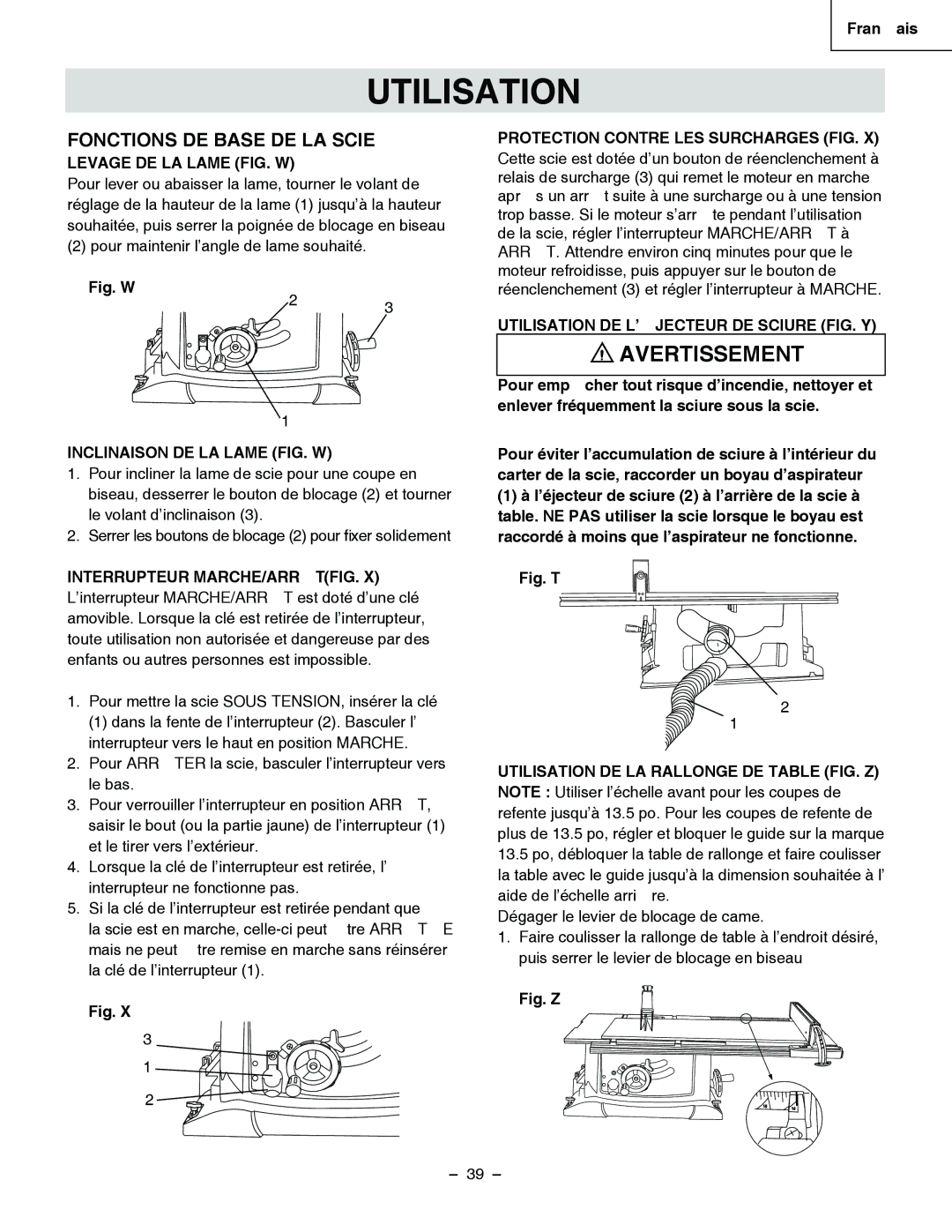 Hitachi C 10RA3 instruction manual Utilisation, Fonctions DE Base DE LA Scie 