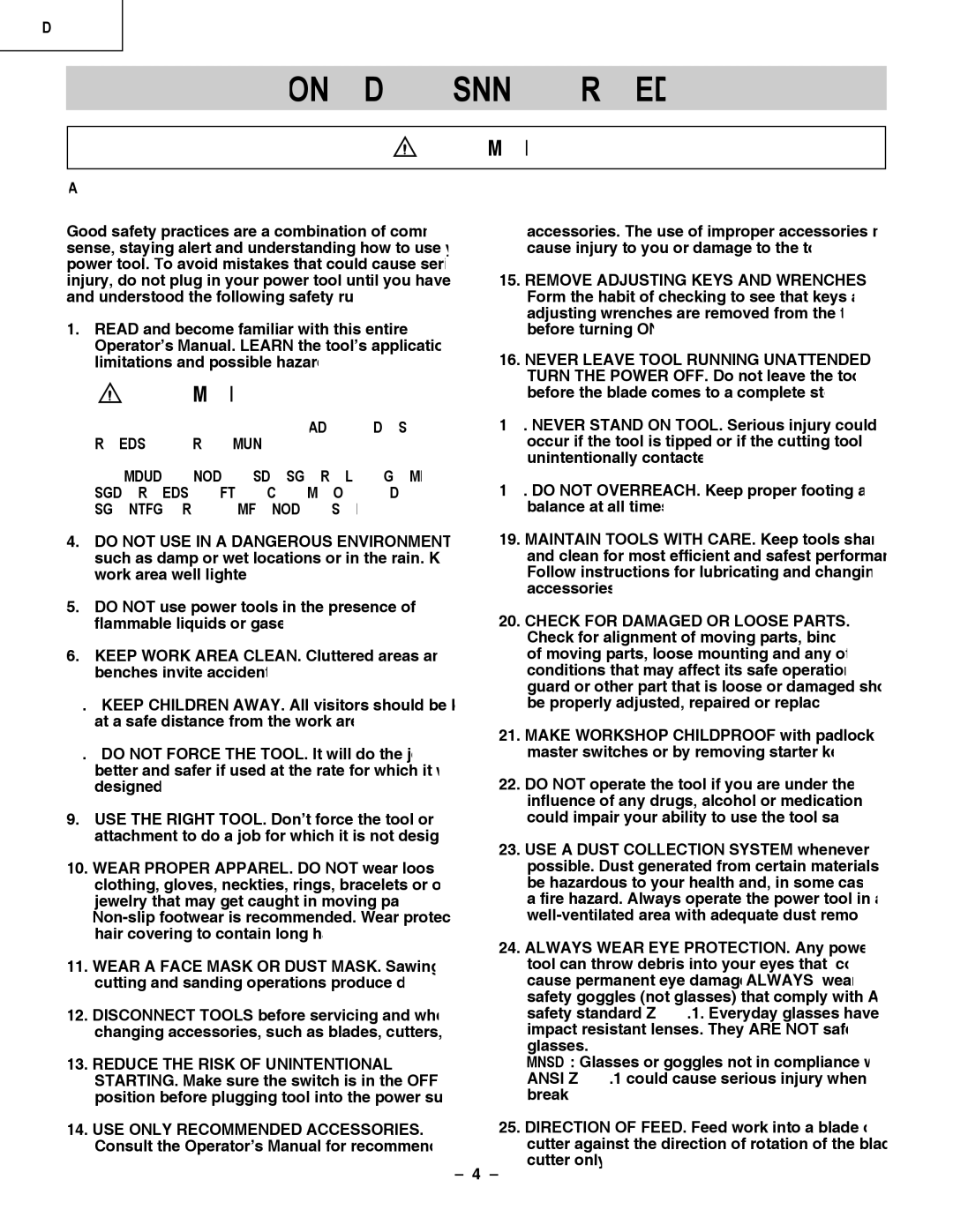 Hitachi C 10RA3 instruction manual Power Tool Safety, English 