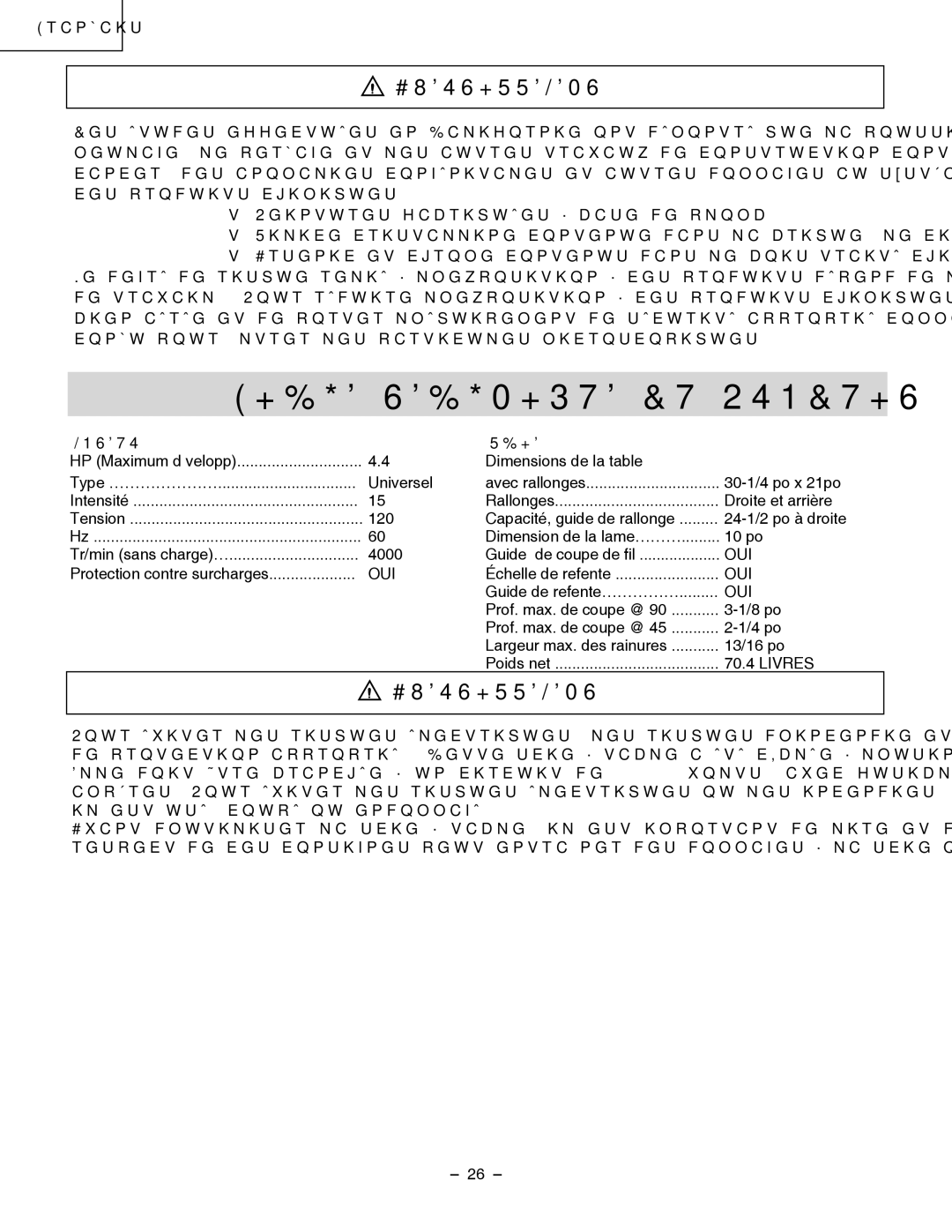 Hitachi C 10RB instruction manual Fiche Technique DU Produit, Français, Moteur, Scie 