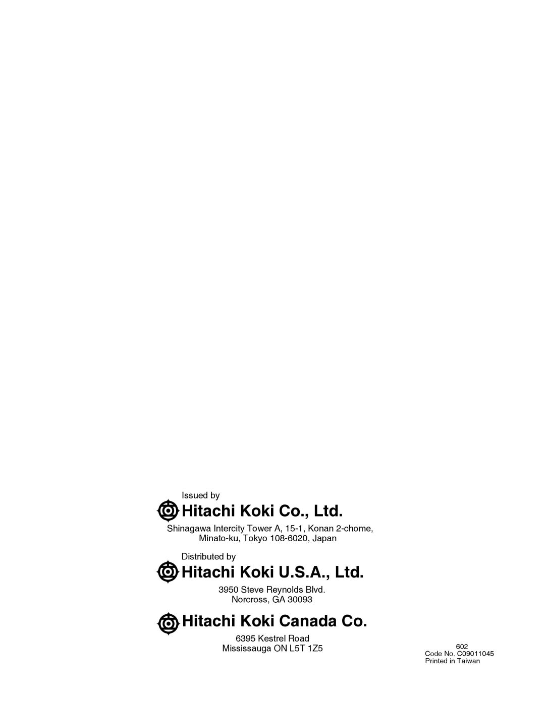 Hitachi C 10RB instruction manual Hitachi Koki Canada Co 