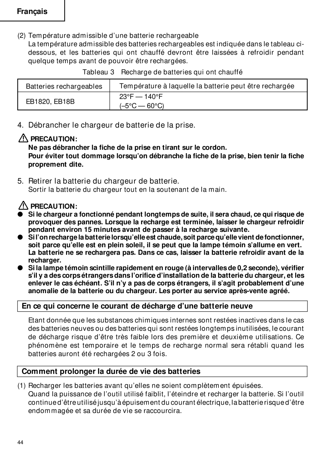 Hitachi C 6DC2 Débrancher le chargeur de batterie de la prise, Retirer la batterie du chargeur de batterie 