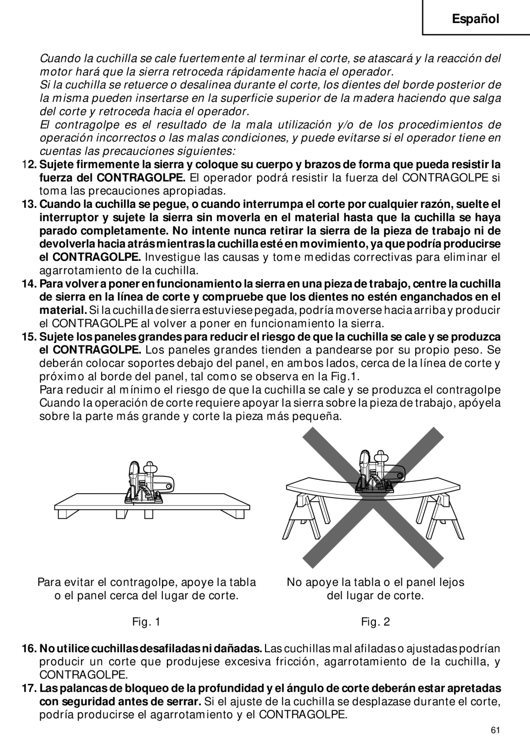 Hitachi C 6DC2 instruction manual Contragolpe 