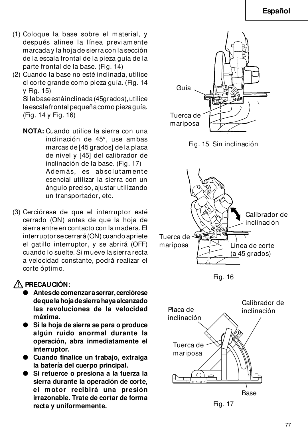 Hitachi C 6DC2 instruction manual Guía Tuerca de mariposa 