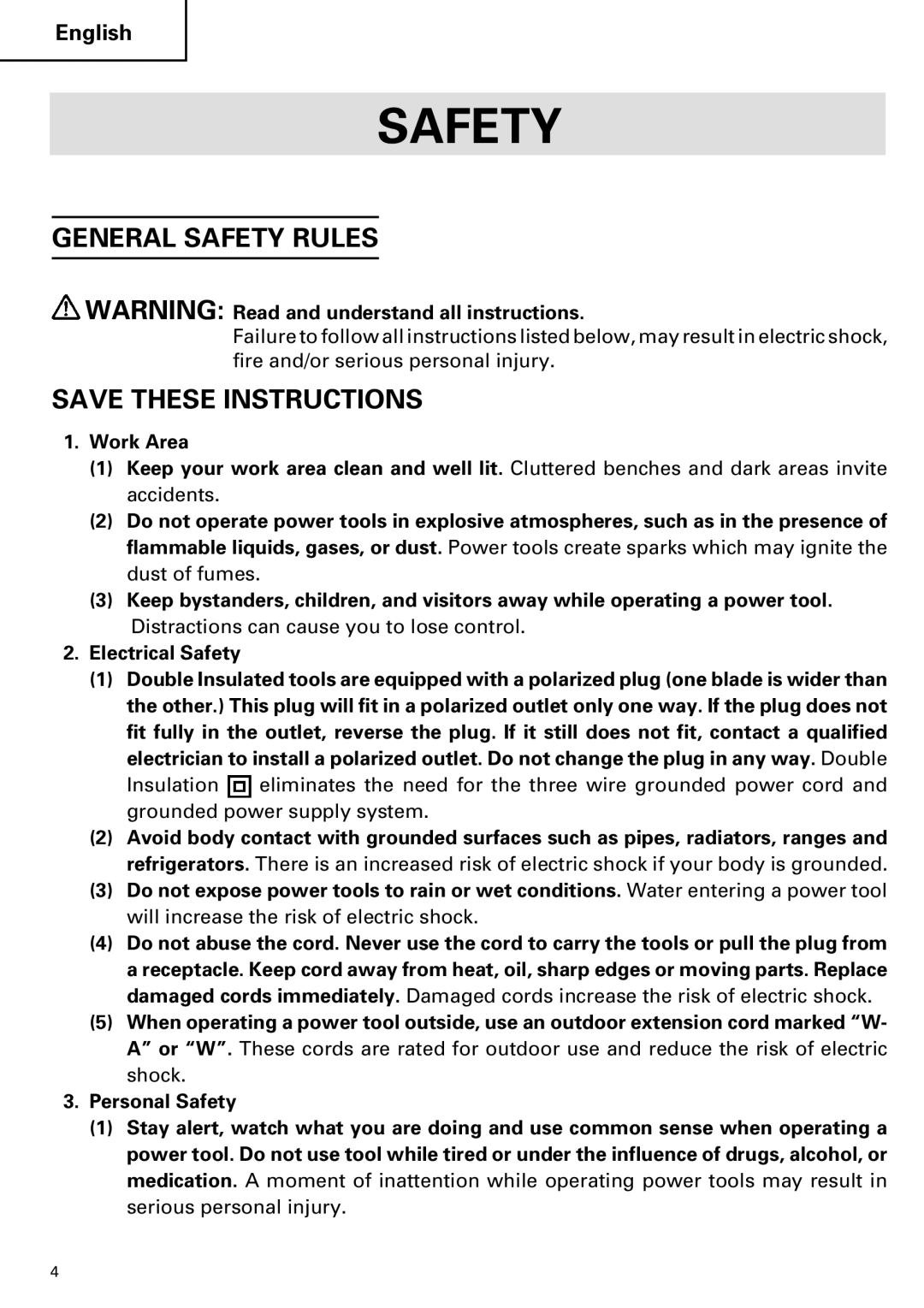 Hitachi C 7BD2, C 7SB2 instruction manual General Safety Rules 