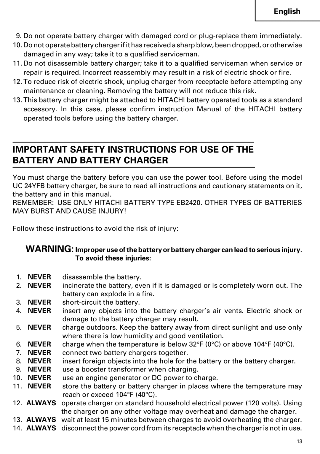 Hitachi C 7D instruction manual English 