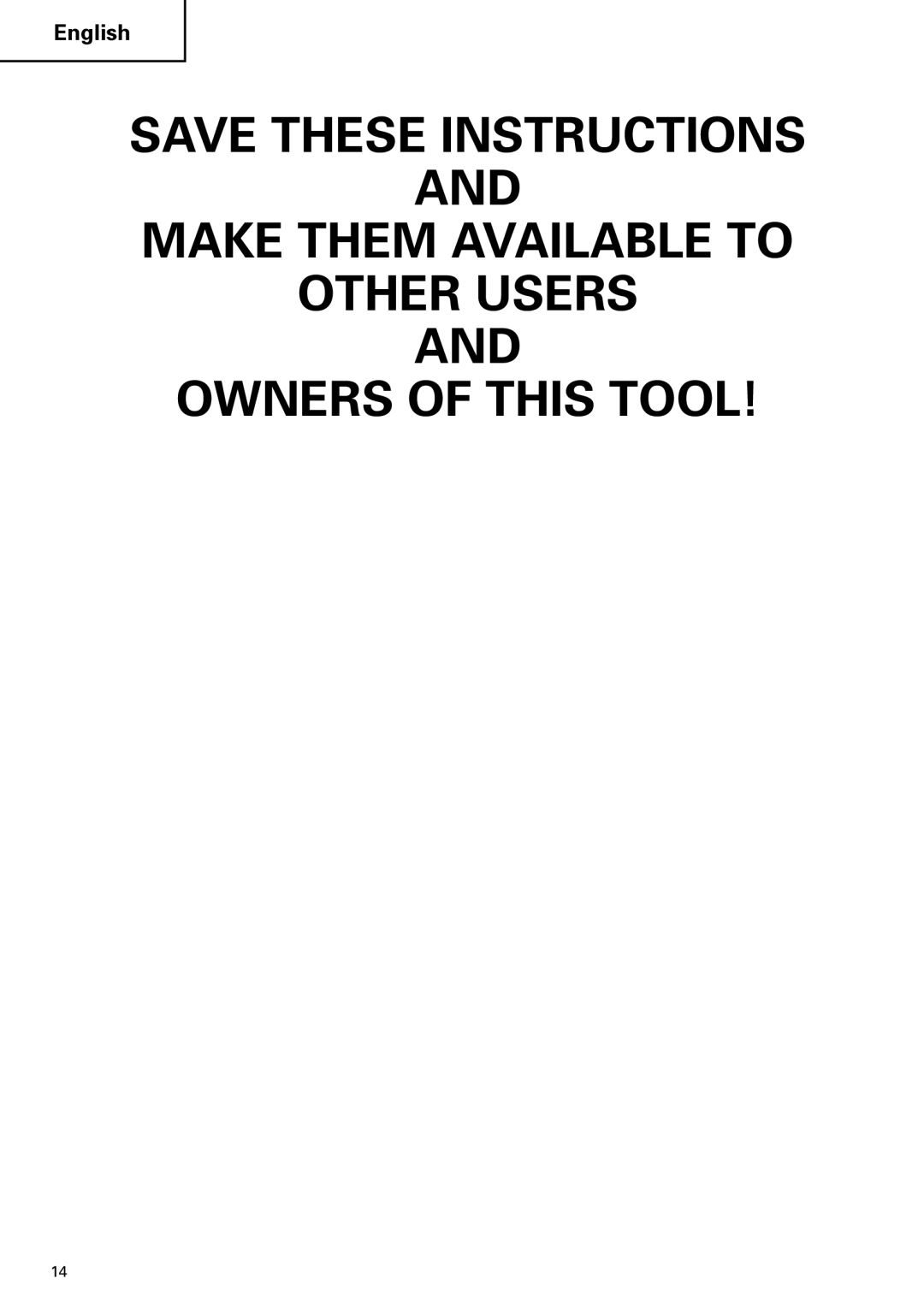 Hitachi C 7D instruction manual Make Them Available to Other Users Owners of this Tool 