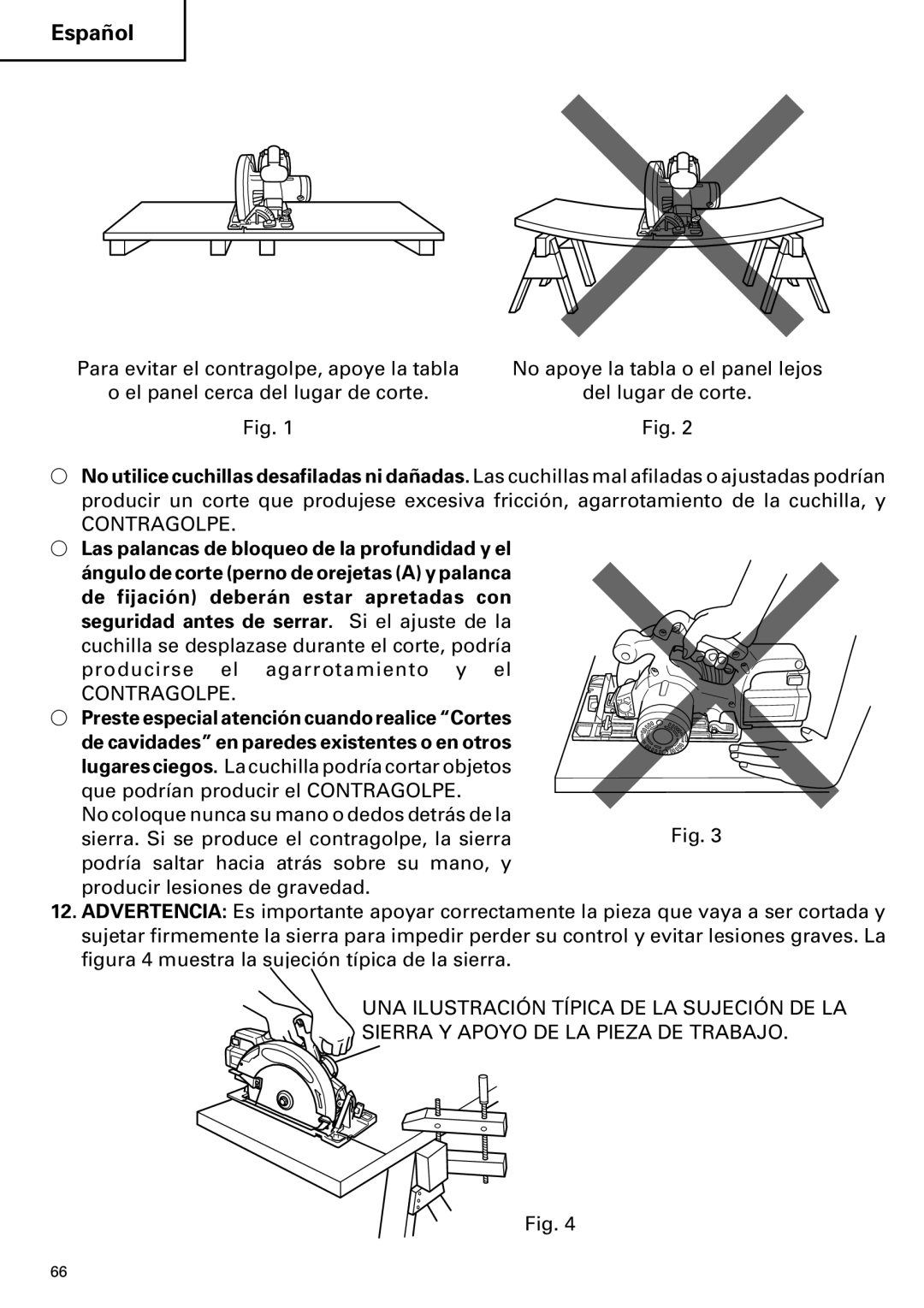 Hitachi C 7D instruction manual  Las palancas de bloqueo de la profundidad y el 