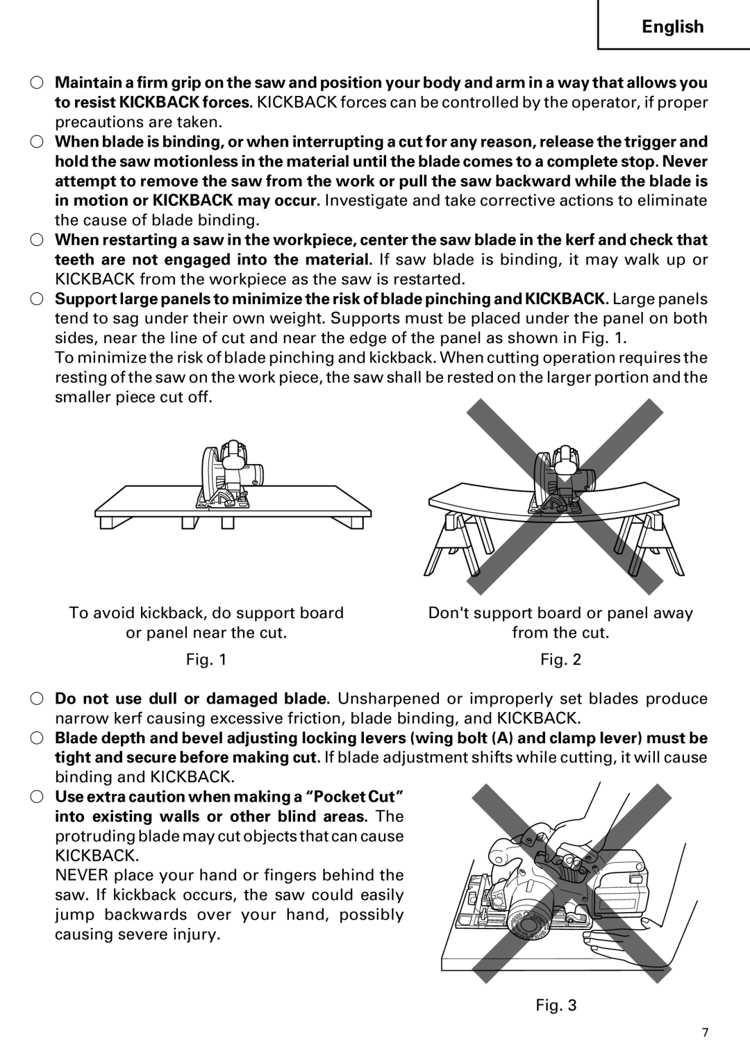 Hitachi C 7D instruction manual Kickback 