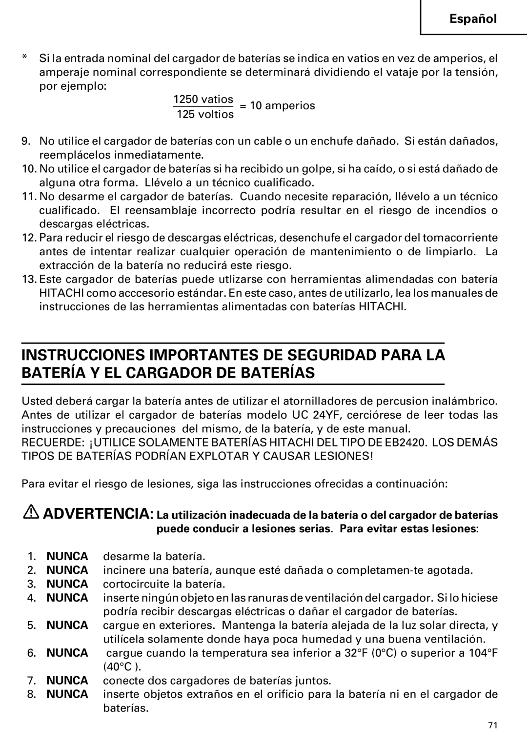 Hitachi C 7D instruction manual Español 