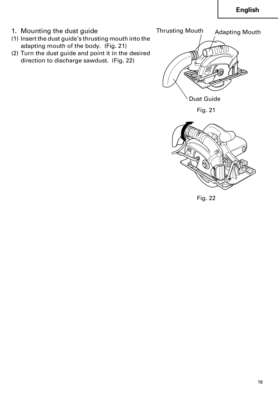 Hitachi C 7YA instruction manual Mounting the dust guide 