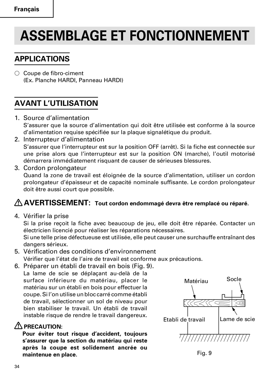 Hitachi C 7YA instruction manual Avant L’UTILISATION 