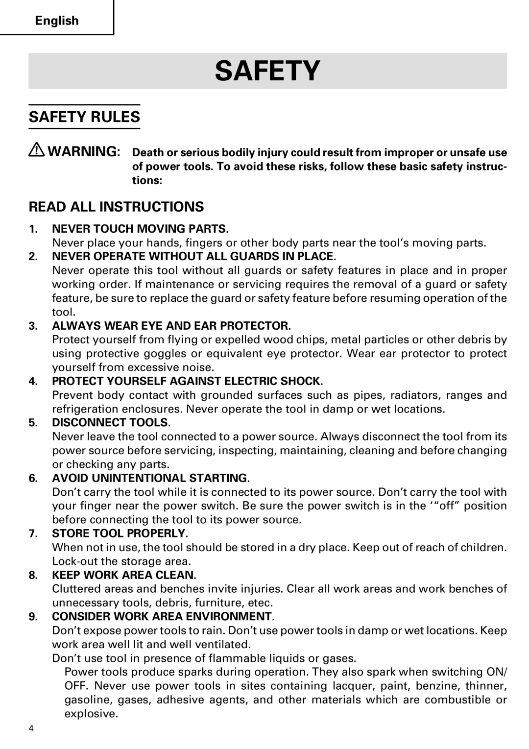 Hitachi C 7YA instruction manual Safety Rules 