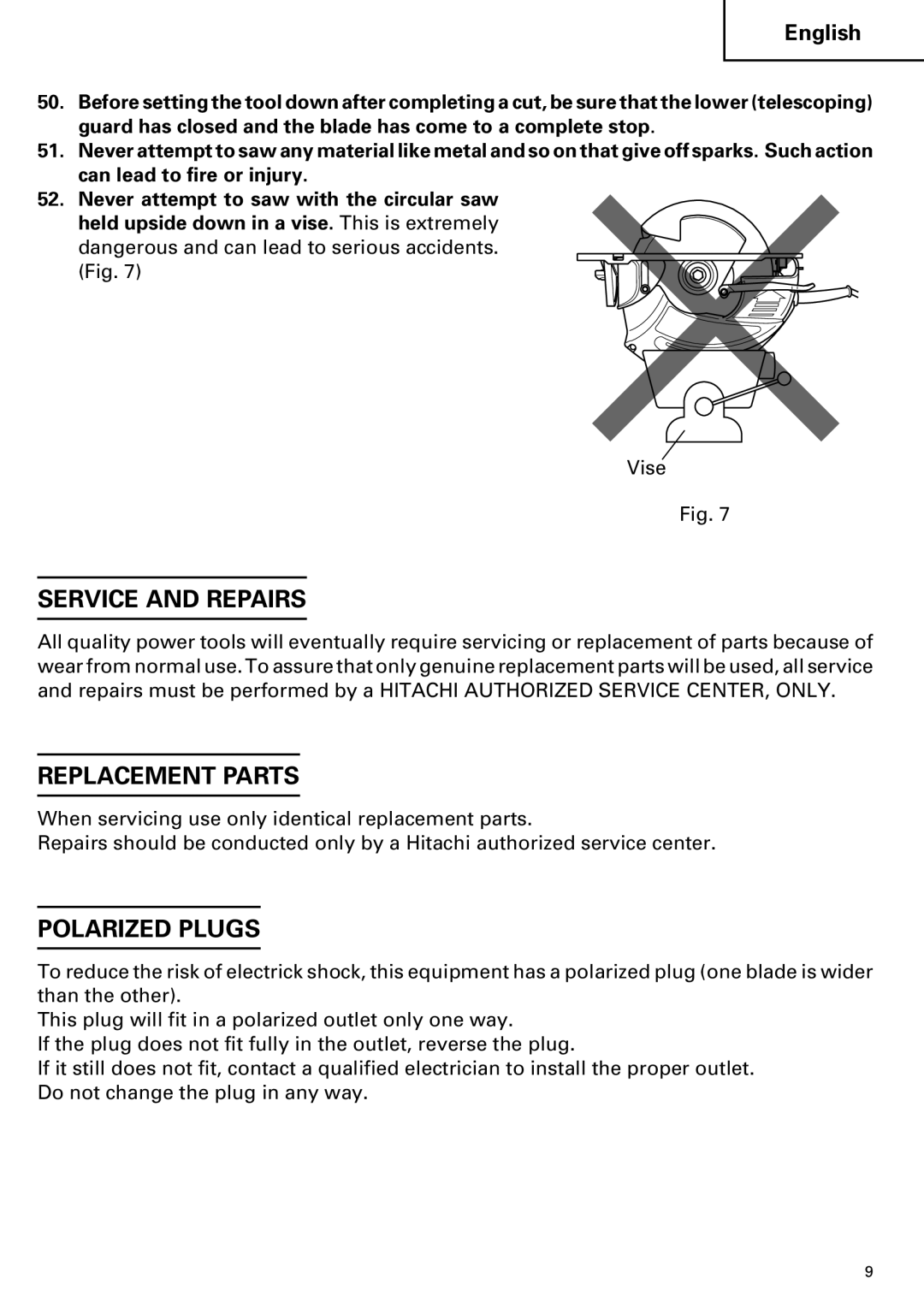 Hitachi C 7YA instruction manual Service and Repairs 