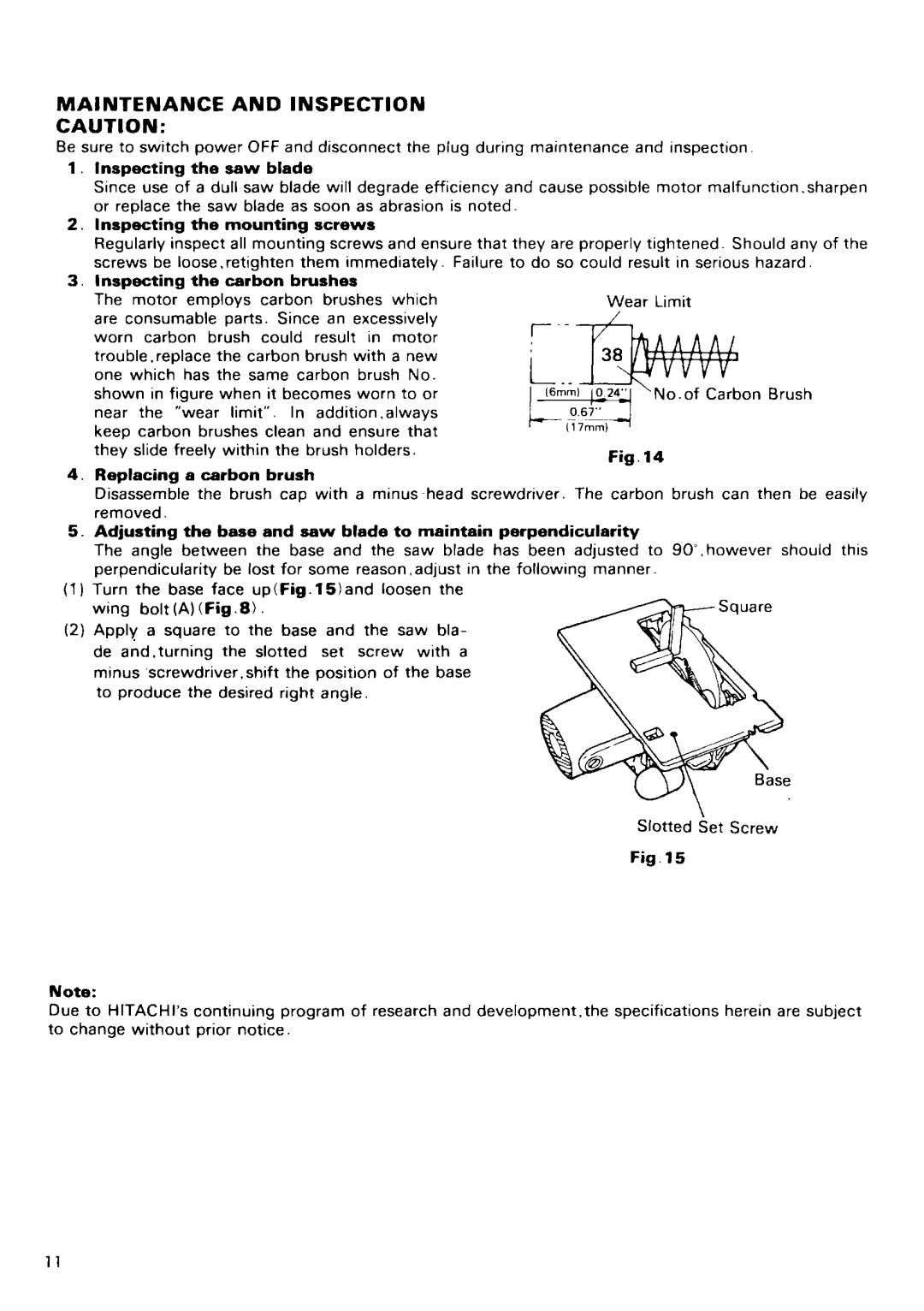 Hitachi C 8, C 7SB manual 