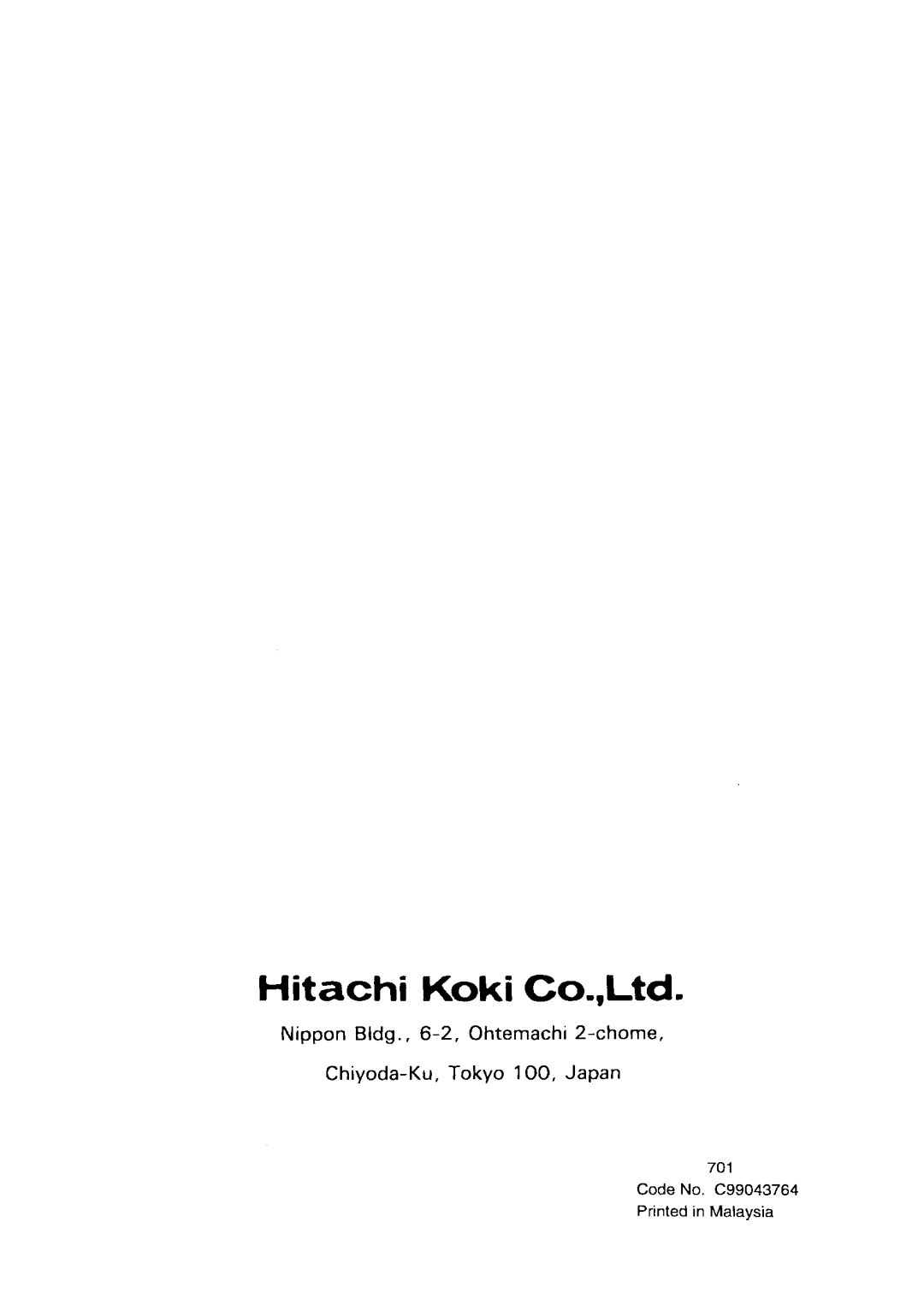 Hitachi C 7SB, C 8 manual 