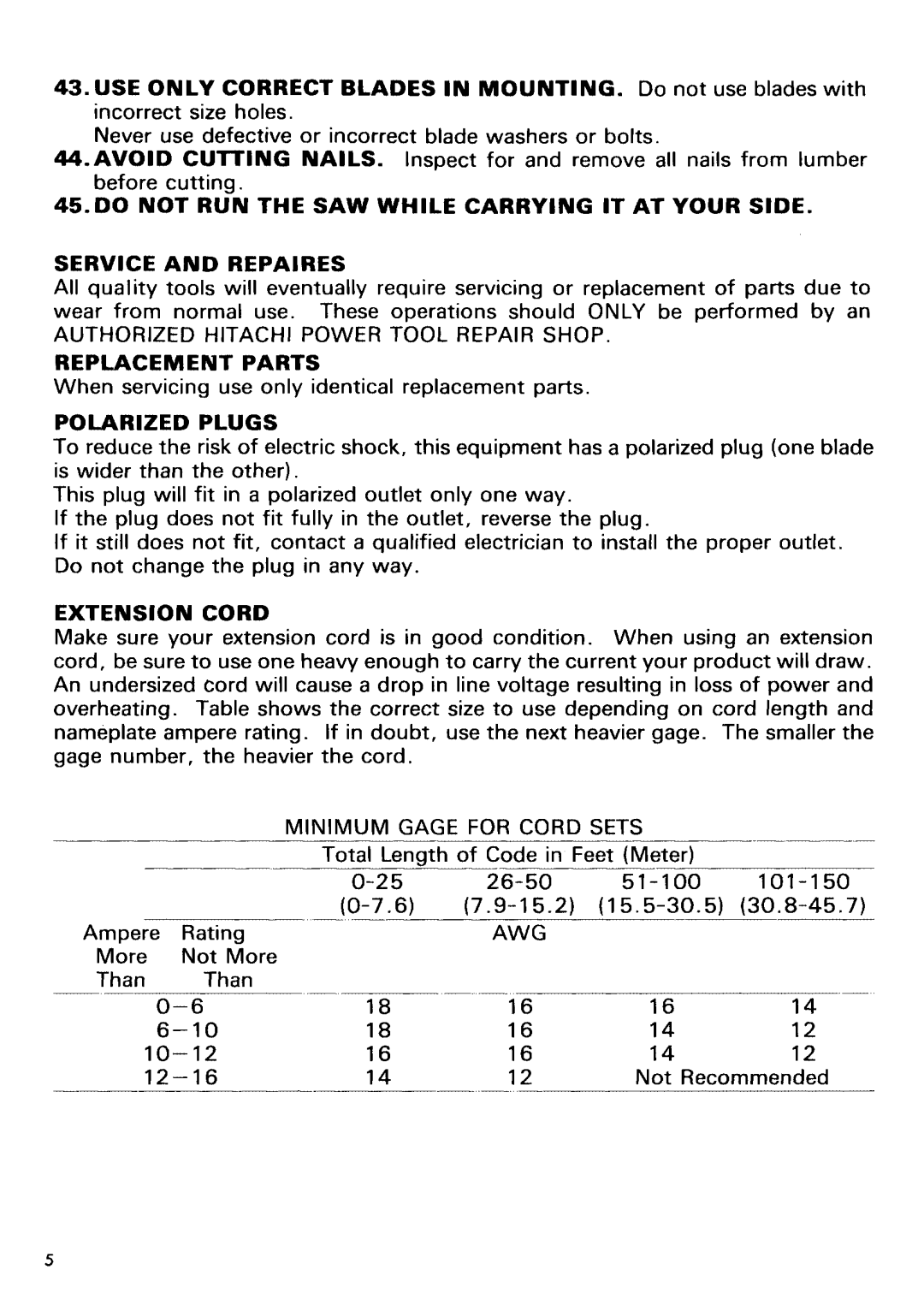 Hitachi C 8, C 7SB manual 