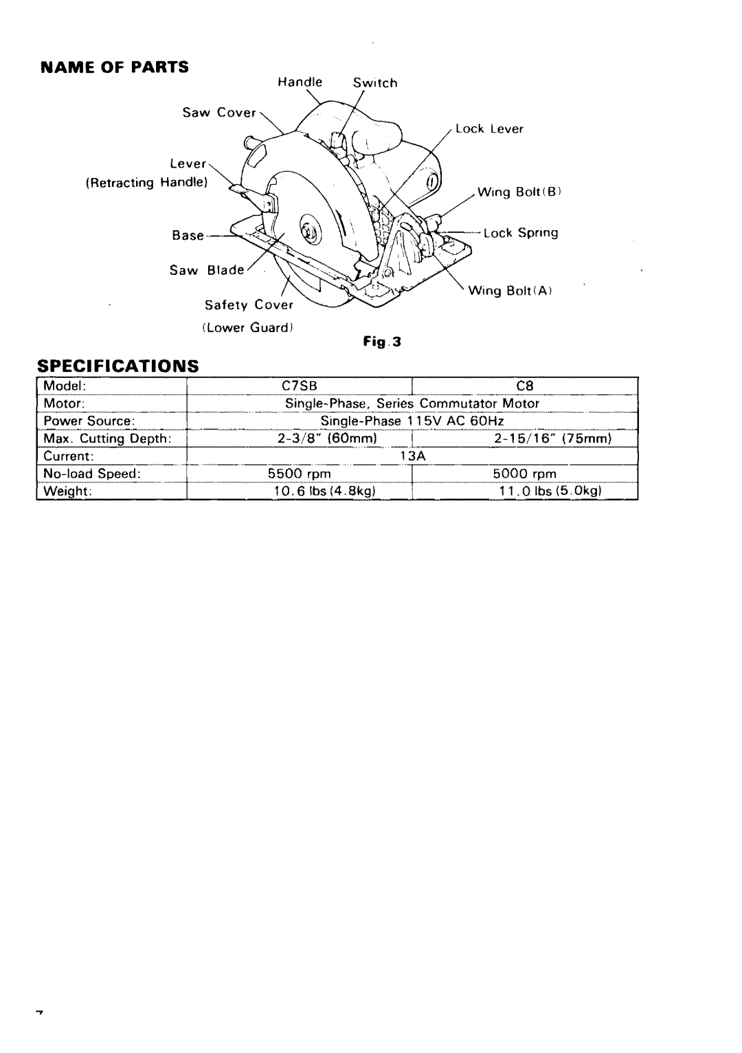 Hitachi C 8, C 7SB manual 