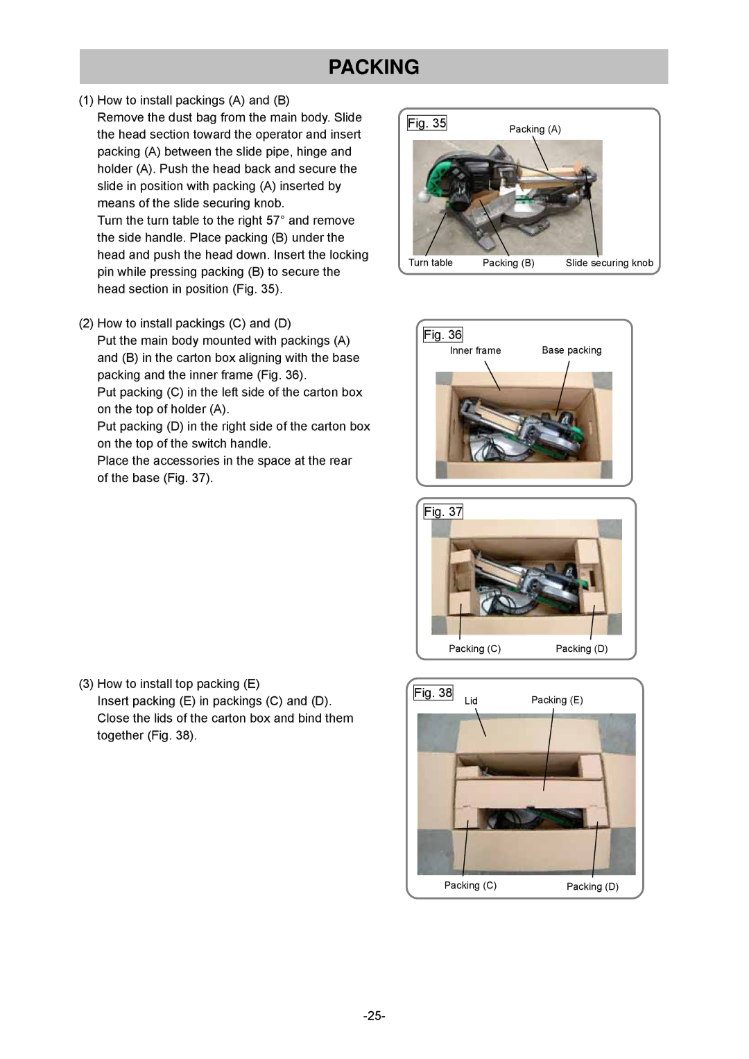 Hitachi C 8FSE, C 8FSHE specifications Packing 