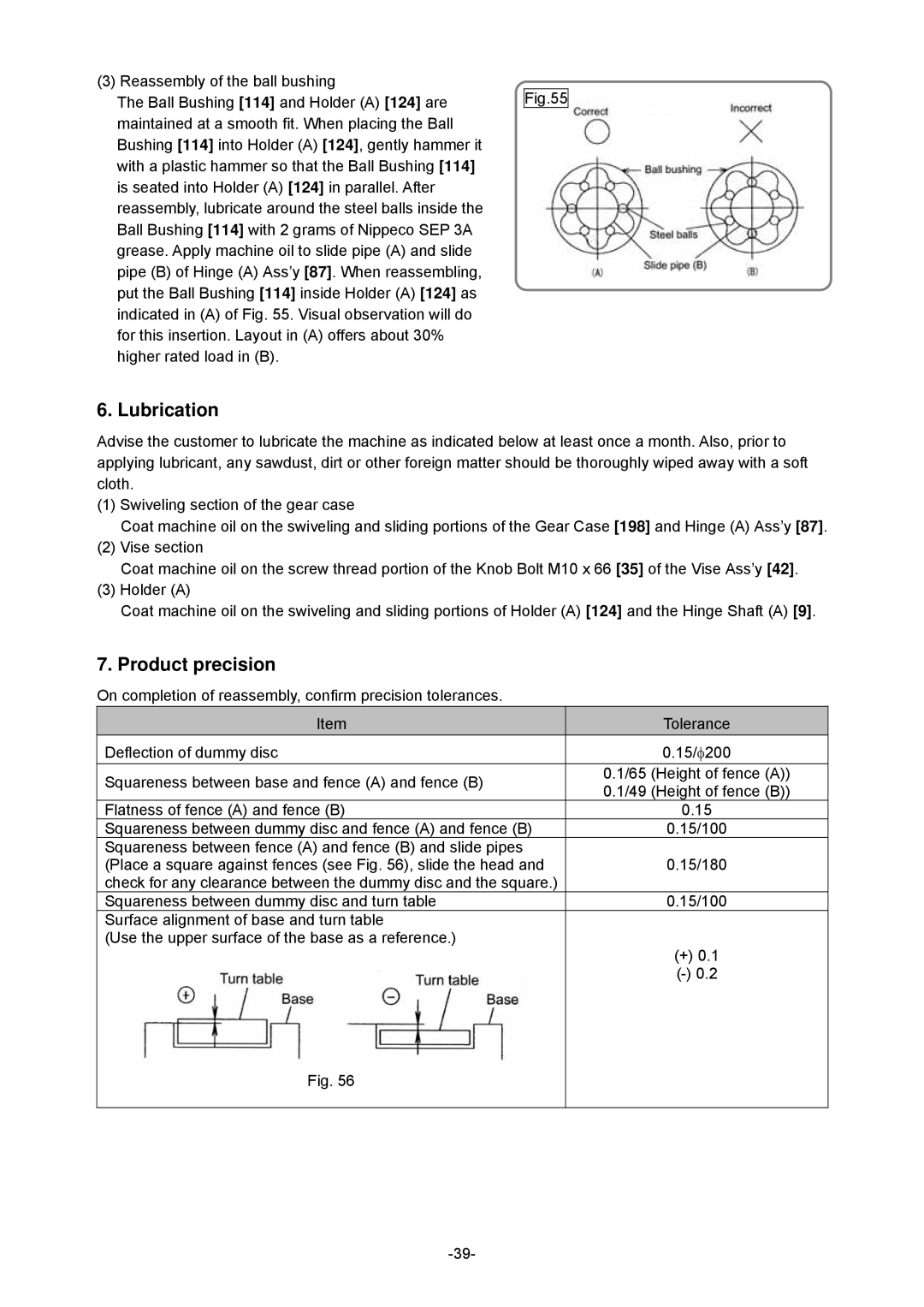 Hitachi C 8FSE, C 8FSHE specifications Lubrication, Product precision 