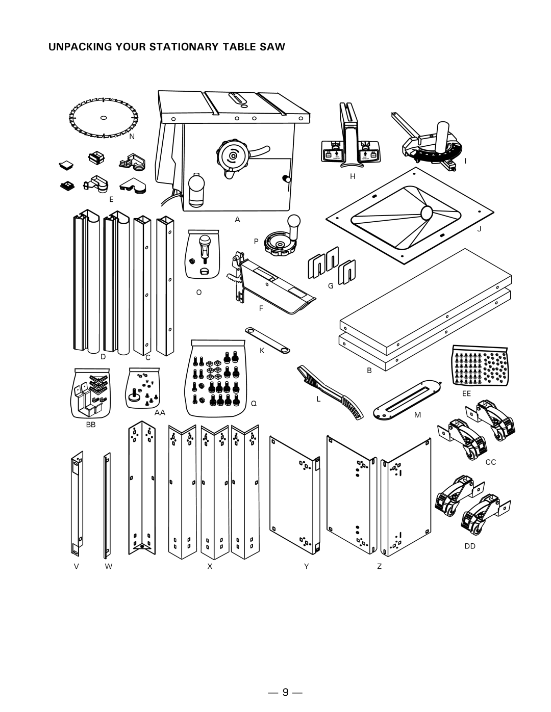 Hitachi C10FL instruction manual Unpacking Your Stationary Table SAW 