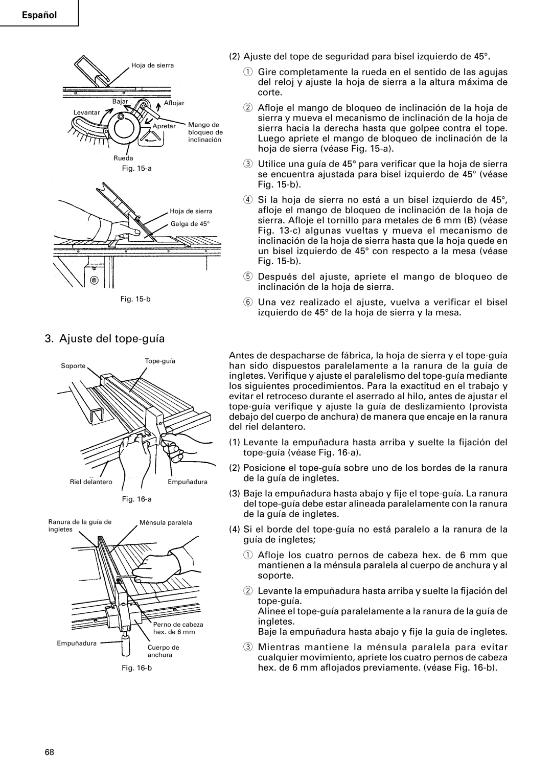 Hitachi C10RA2 instruction manual Ajuste del tope-guía 