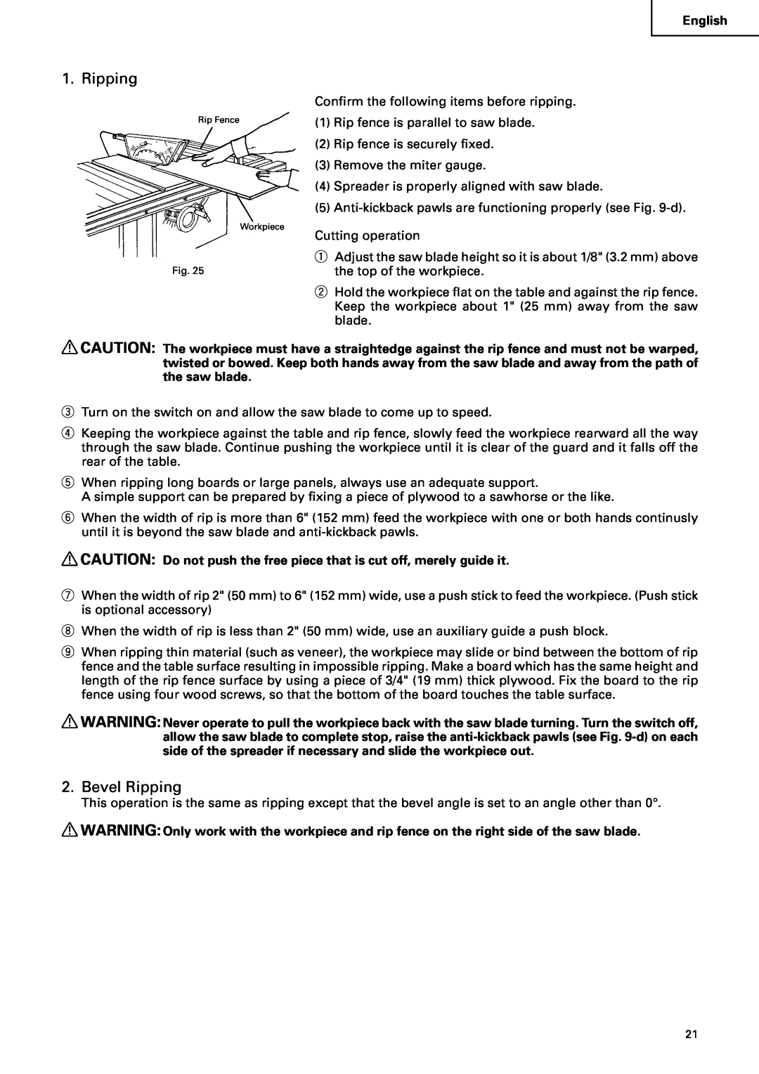 Hitachi C10RA2 instruction manual Bevel Ripping 