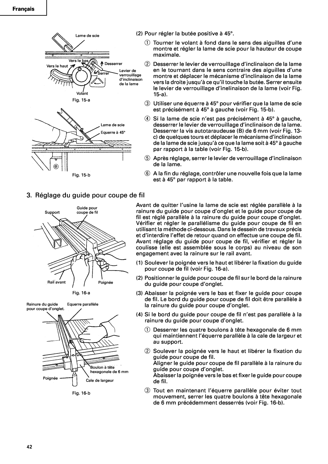Hitachi C10RA2 instruction manual 3. Réglage du guide pour coupe de fil, Français 