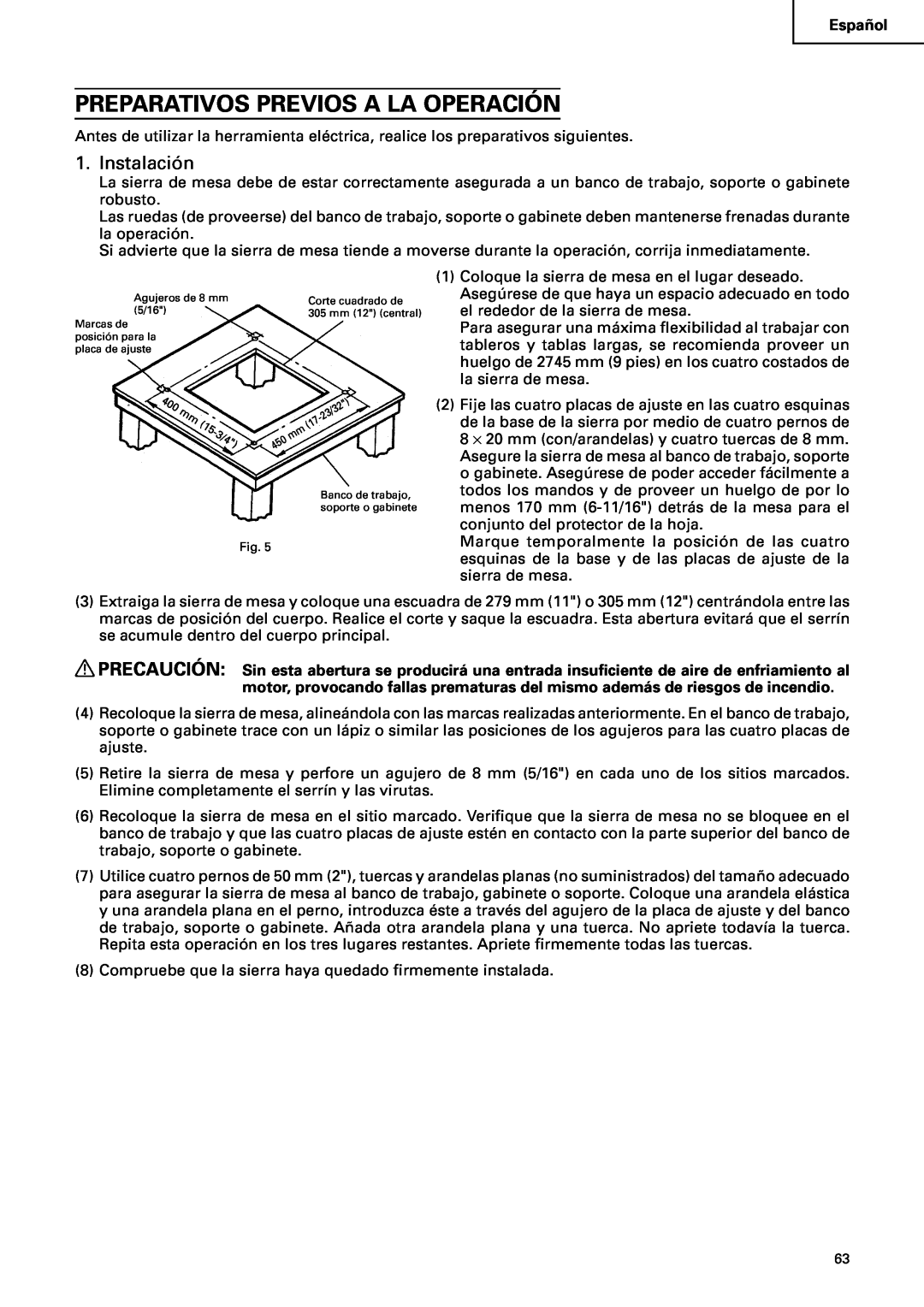Hitachi C10RA2 instruction manual Preparativos Previos A La Operación, Instalación 