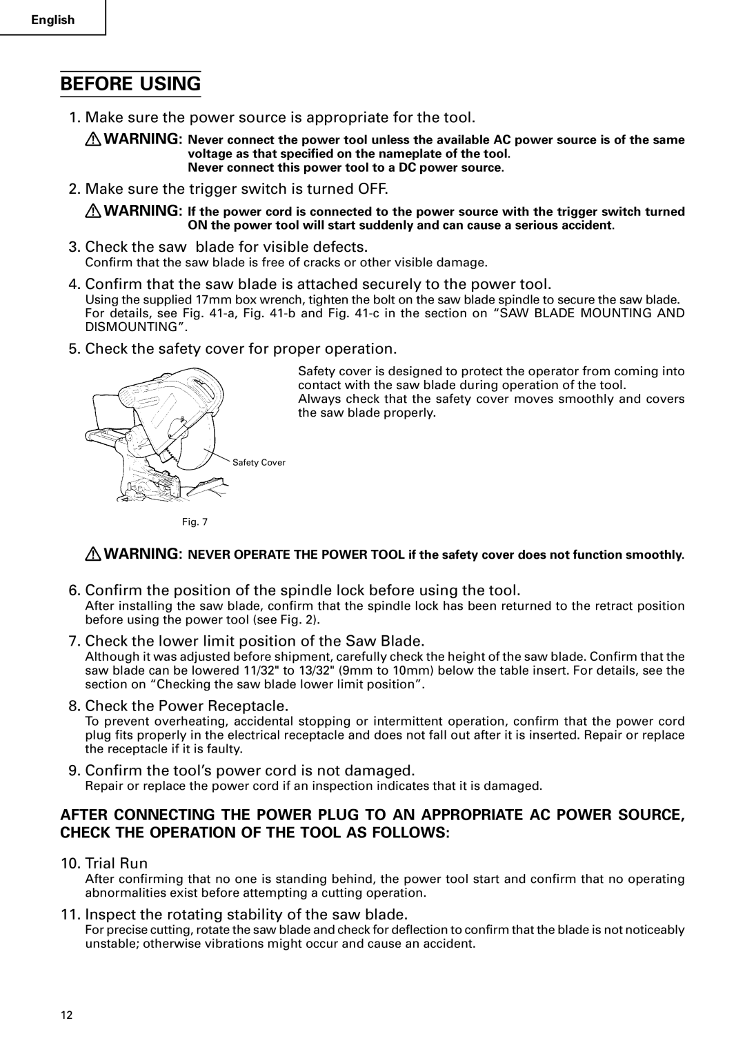 Hitachi C12FSA instruction manual Before Using 