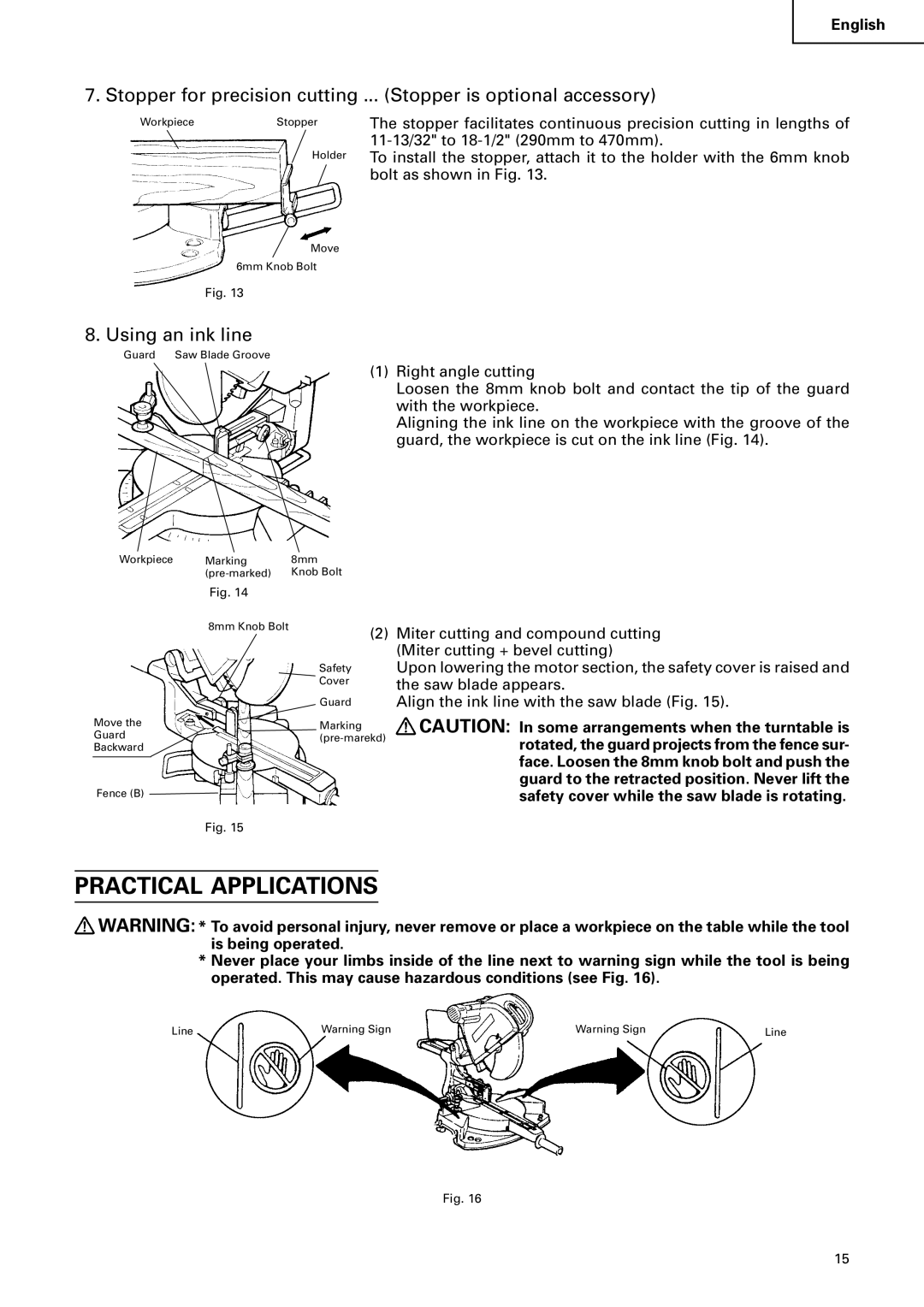 Hitachi C12FSA instruction manual Practical Applications, Using an ink line 