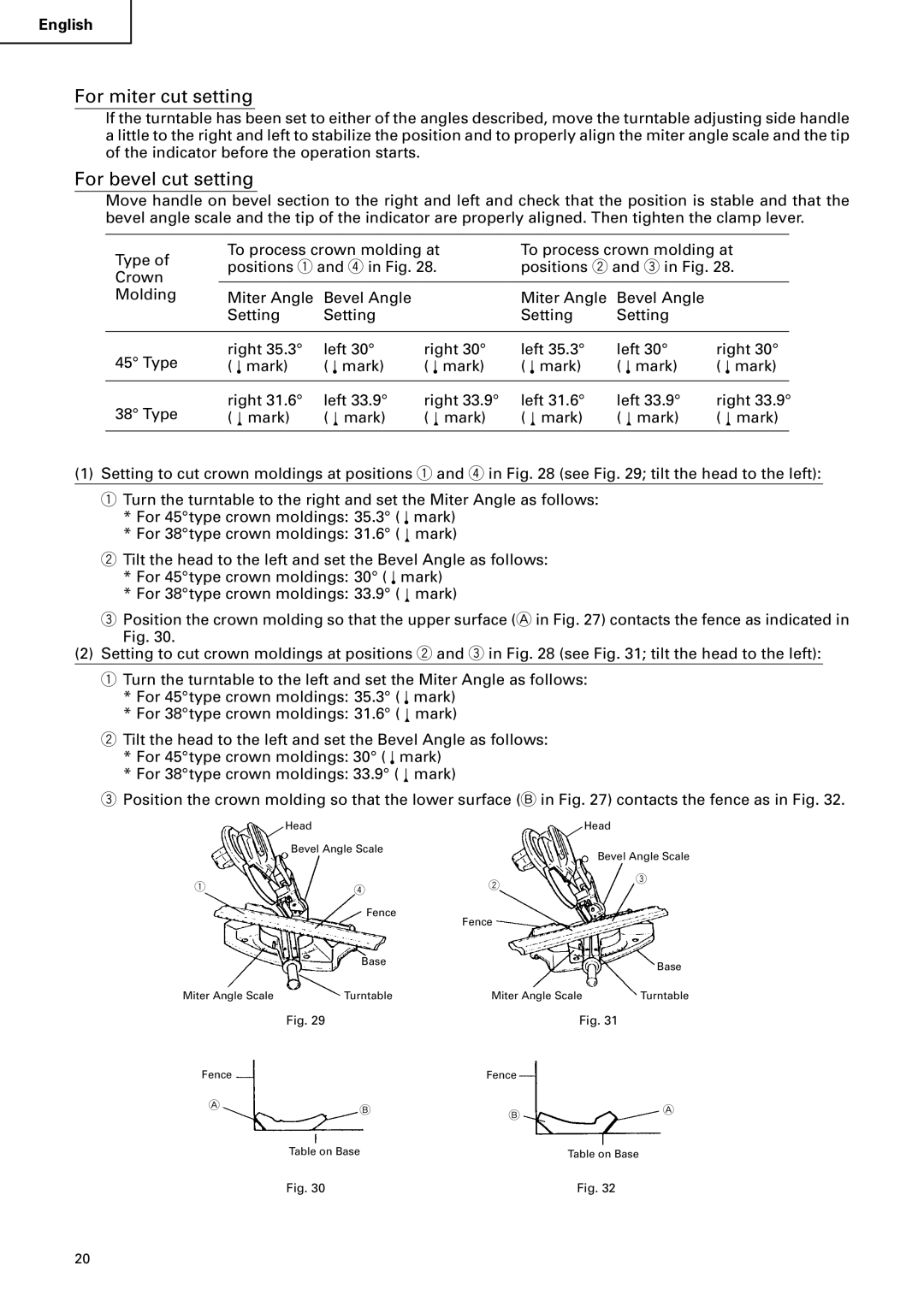 Hitachi C12FSA instruction manual For miter cut setting, For bevel cut setting 