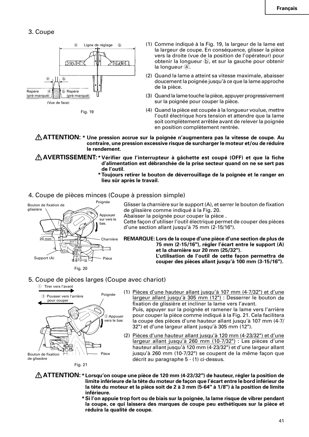 Hitachi C12FSA Coupe de pièces minces Coupe à pression simple, Coupe de pièces larges Coupe avec chariot 