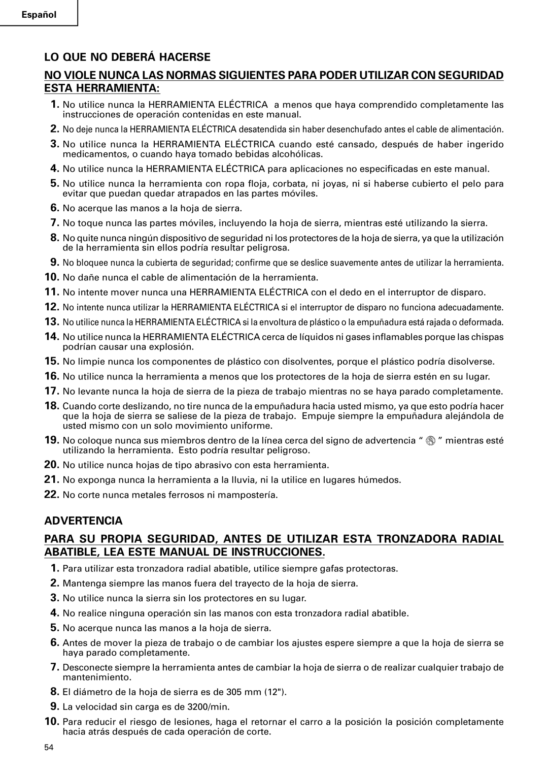 Hitachi C12FSA instruction manual Español 