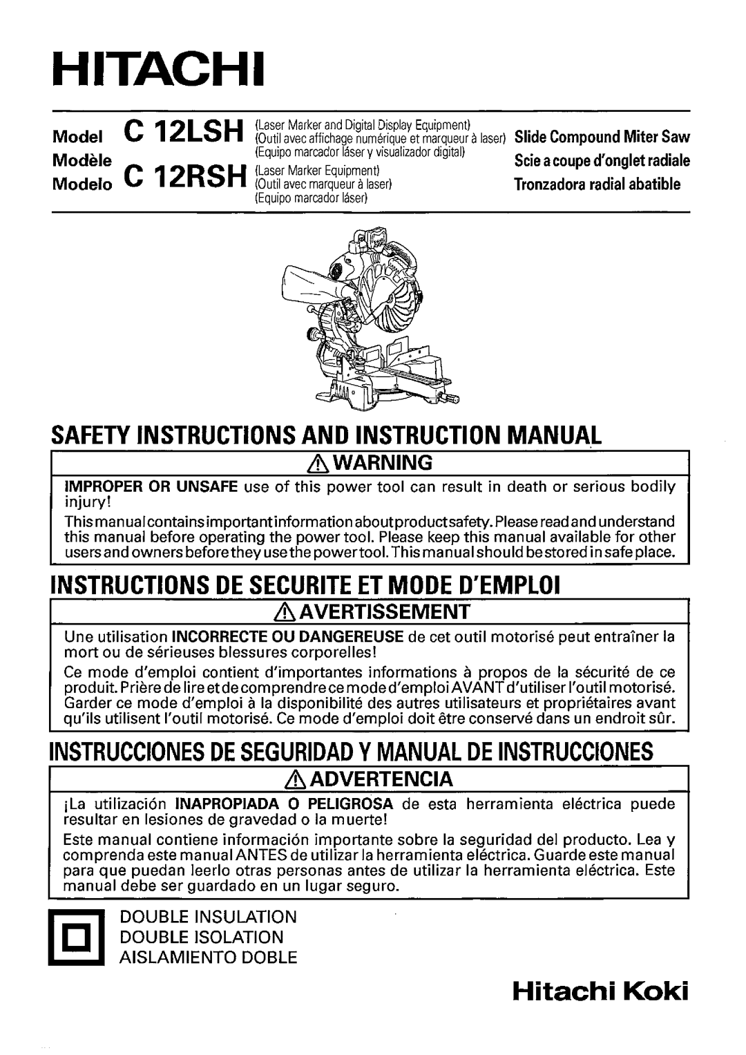 Hitachi c12lsh, c12rsh manual 