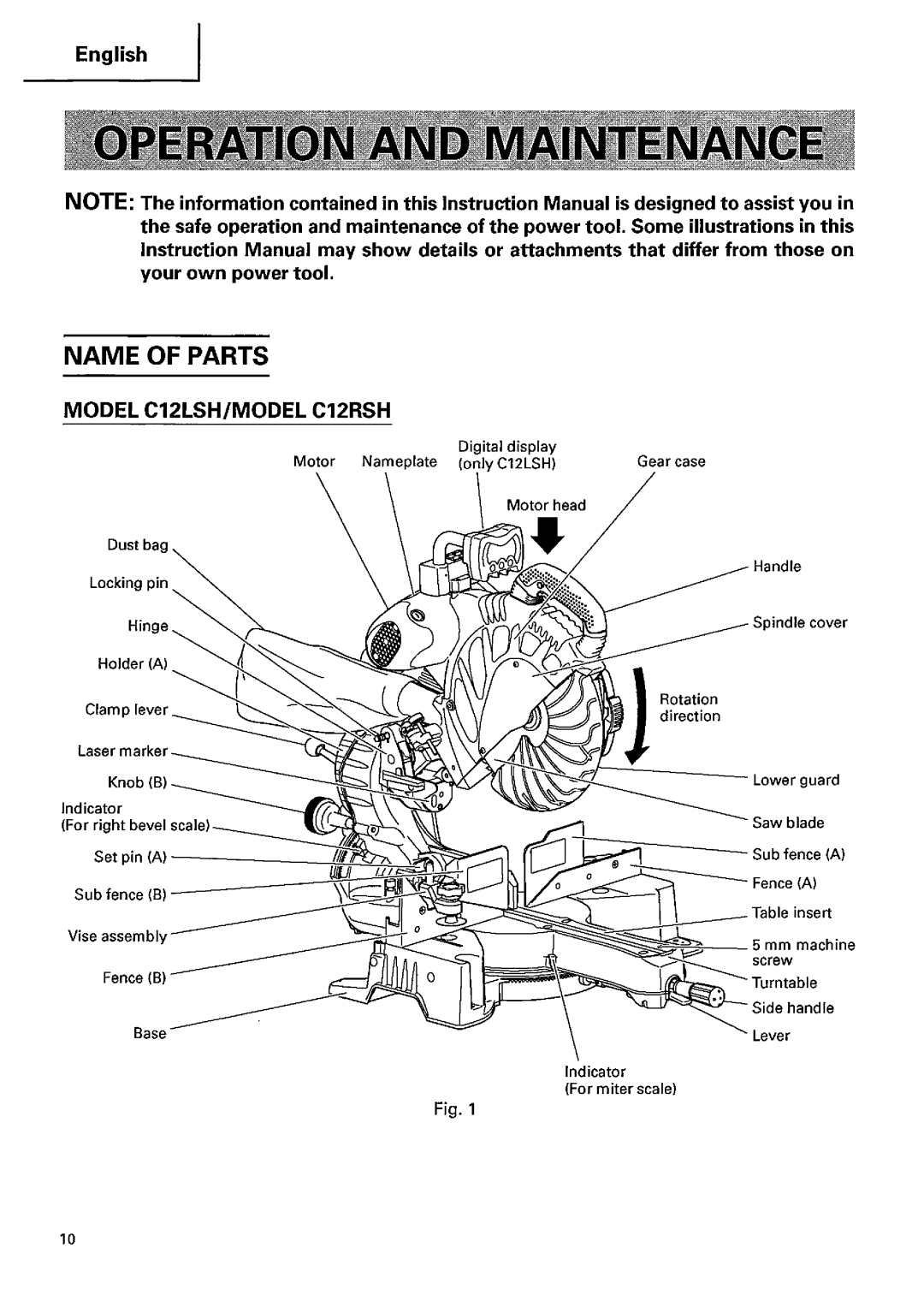 Hitachi c12rsh, c12lsh manual 