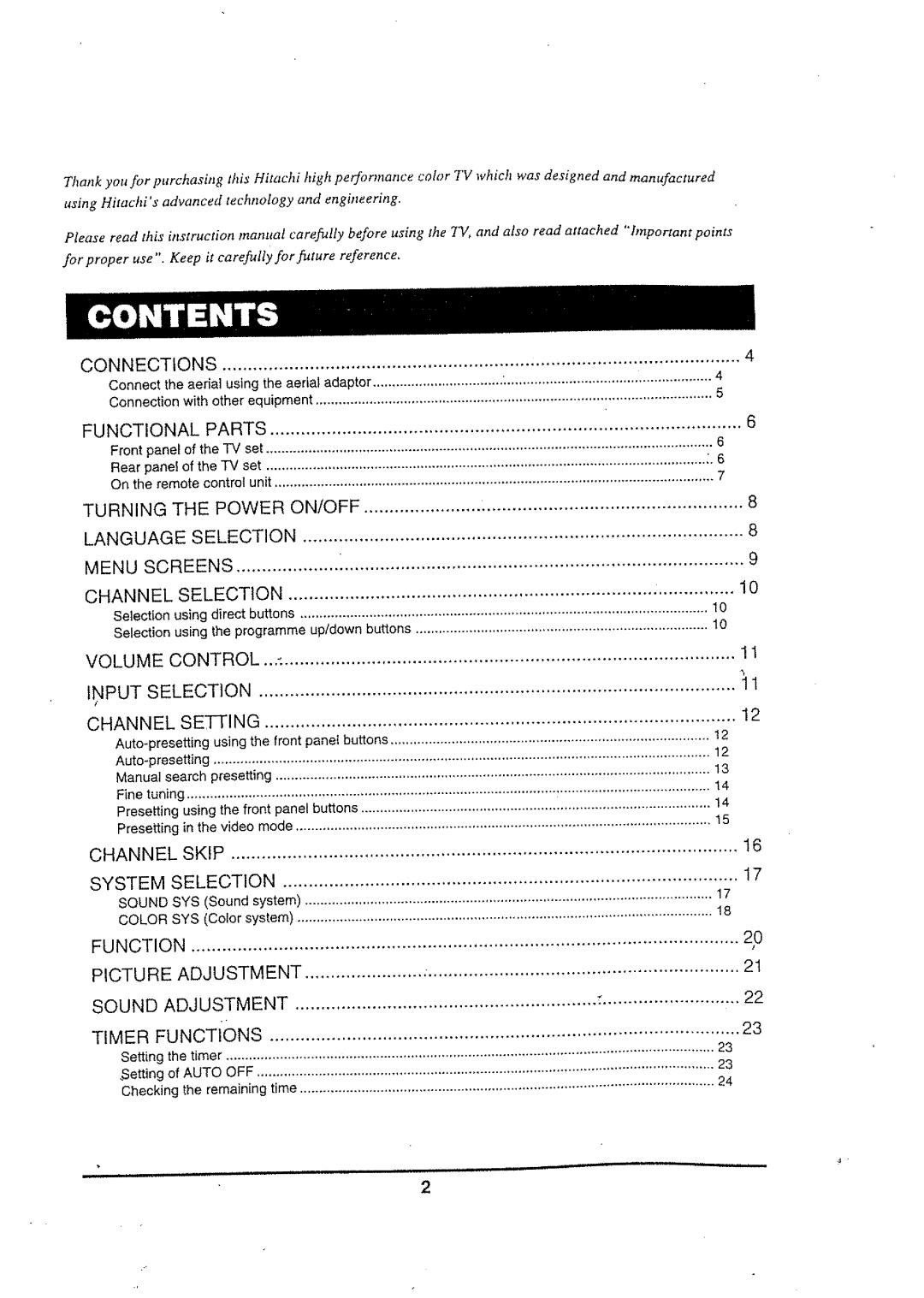 Hitachi C1459FN, C2159FS, C2059FS, C2057FN manual 