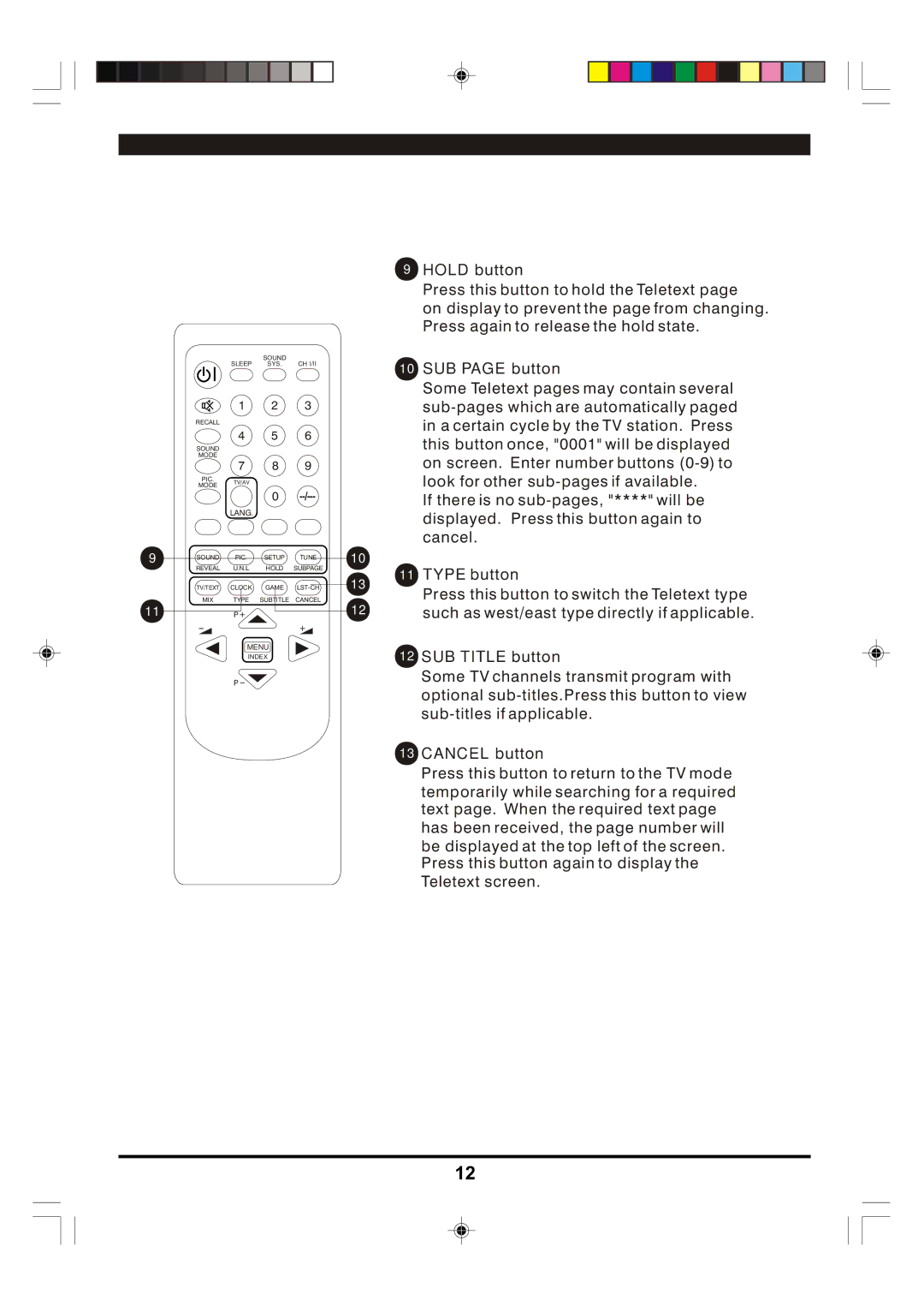 Hitachi C29-F880SN manual SUB page button, SUB Title button, Cancel button 