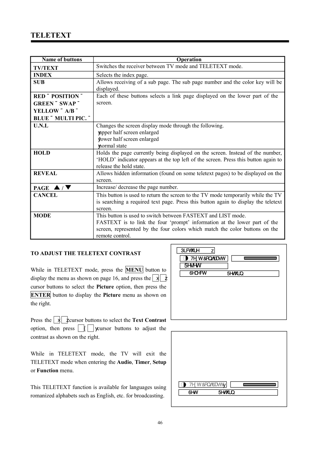 Hitachi C50-FD7000, C43-FD7000 instruction manual Teletext 