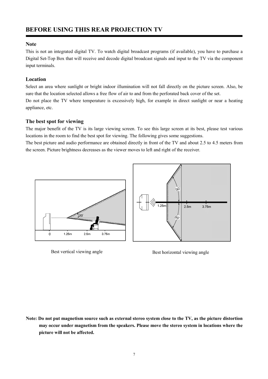 Hitachi C43-FD7000, C50-FD7000 instruction manual Before Using this Rear Projection TV, Location, Best spot for viewing 