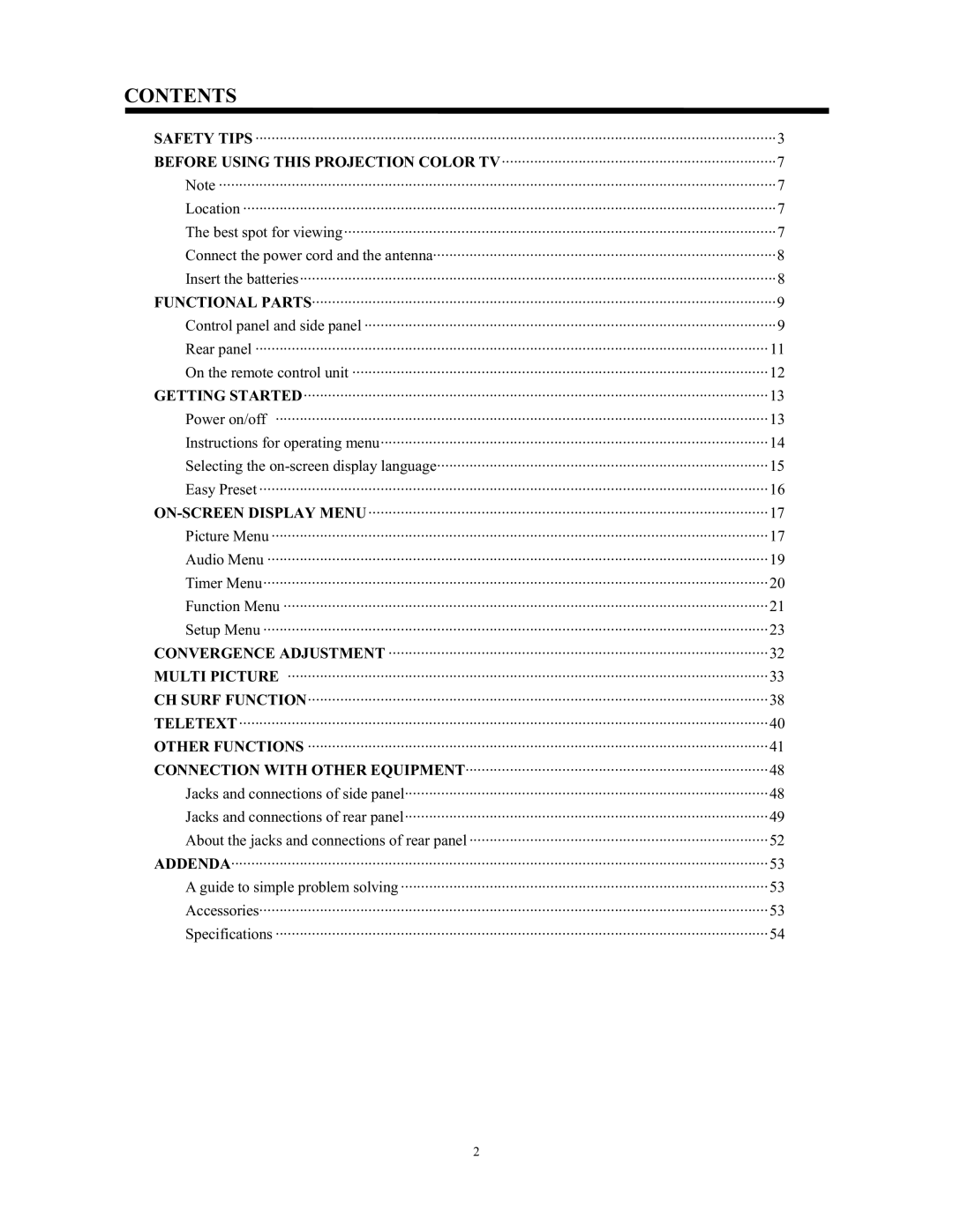 Hitachi C52-WD9000, C43-FL9000 instruction manual Contents 